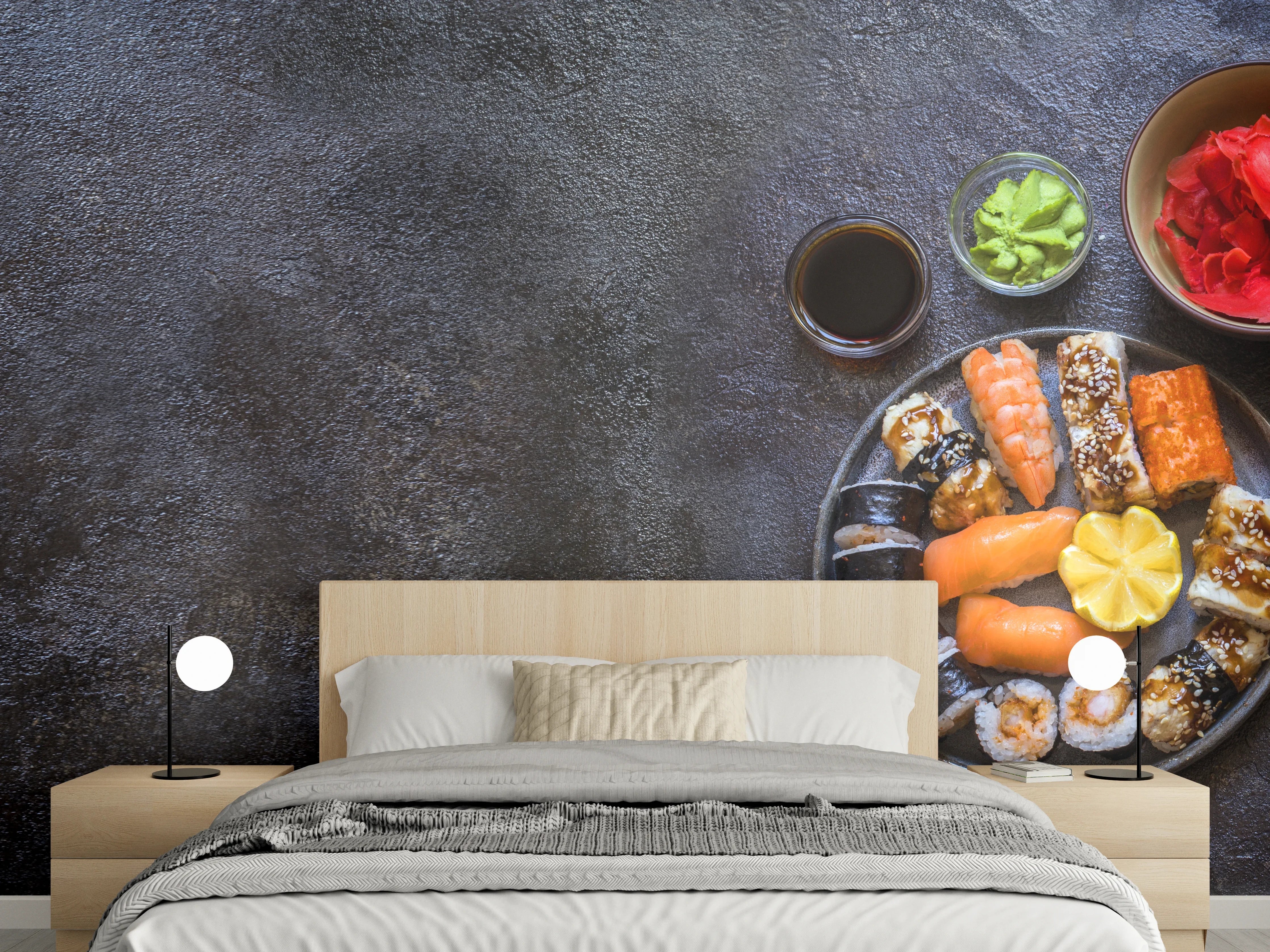 Wandverkleidung Schlafzimmer - Sushi-Bowl mit Lachs