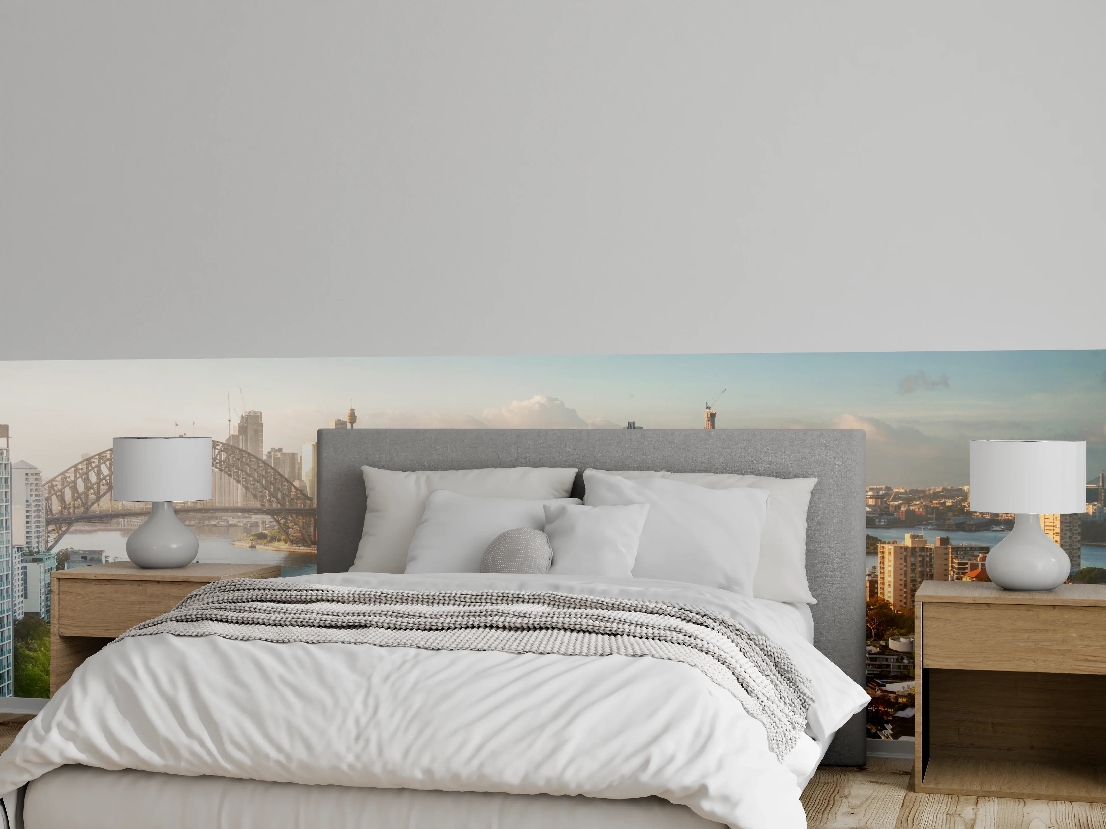 Wandverkleidung Schlafzimmer - Sydney Skyline: Hafenblick mit Brücke