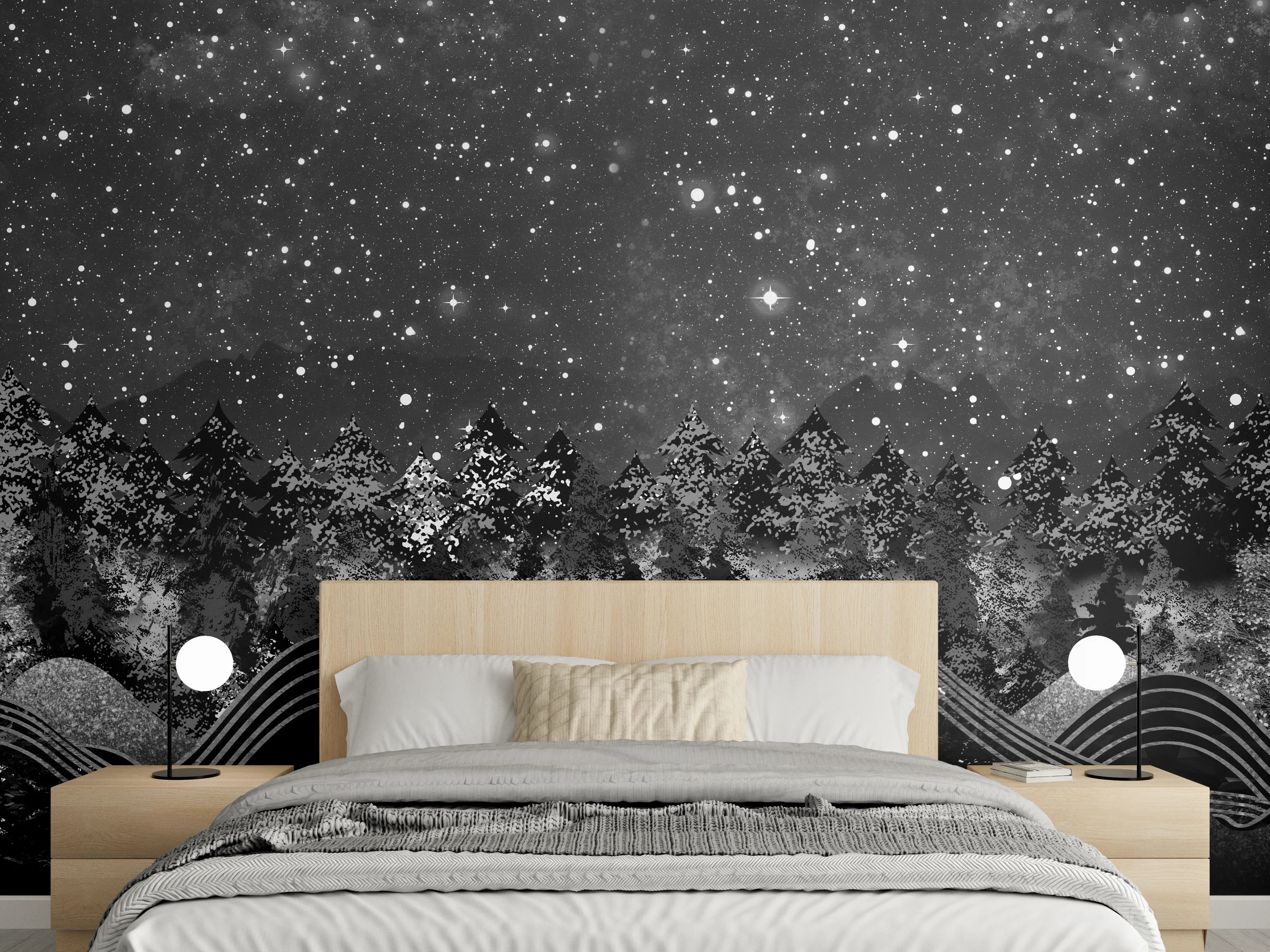 Wandverkleidung Schlafzimmer - Tapete einer Landschaft - 3D