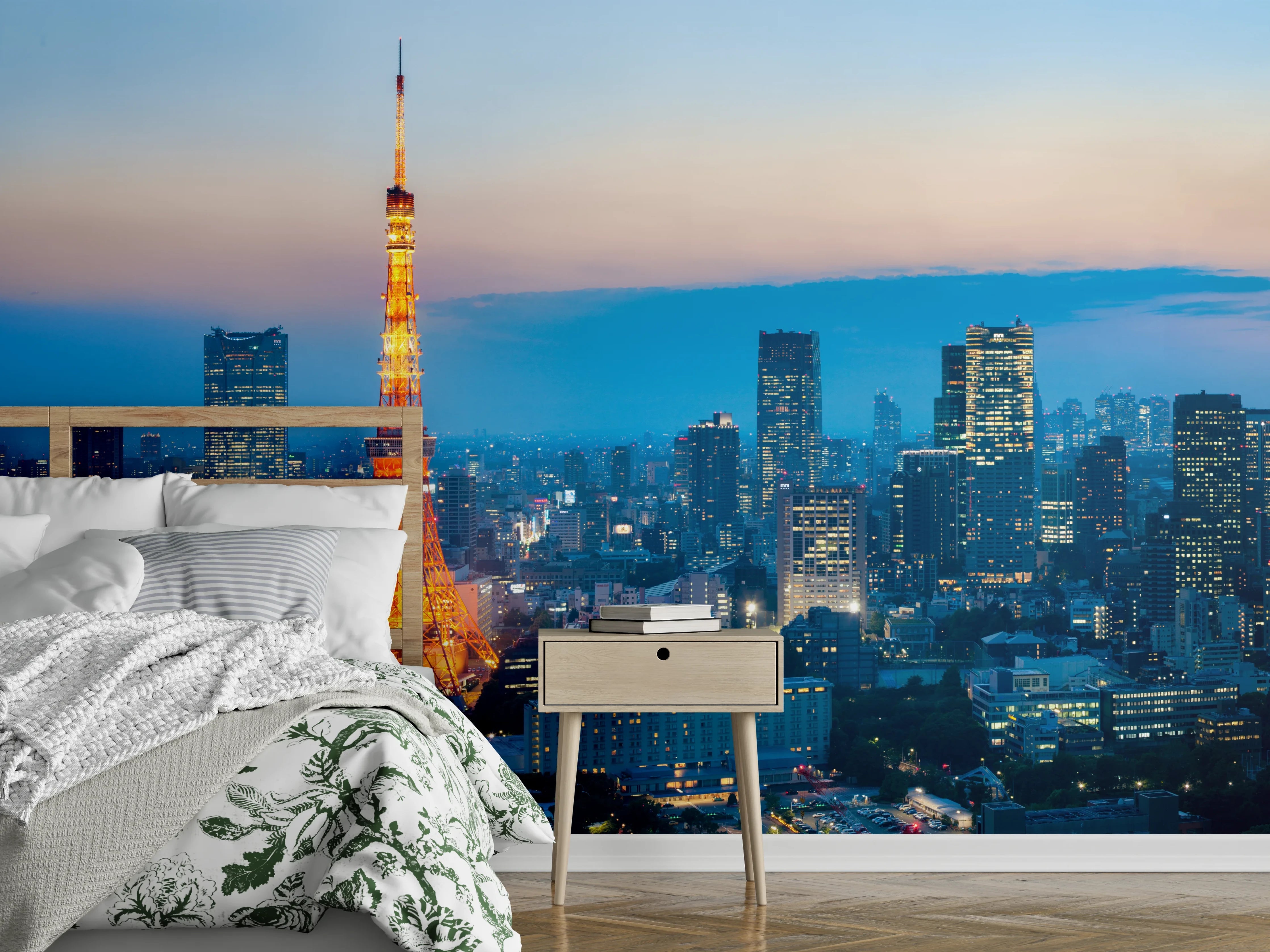 Wandverkleidung Schlafzimmer - Tokyo Tower bei Nacht