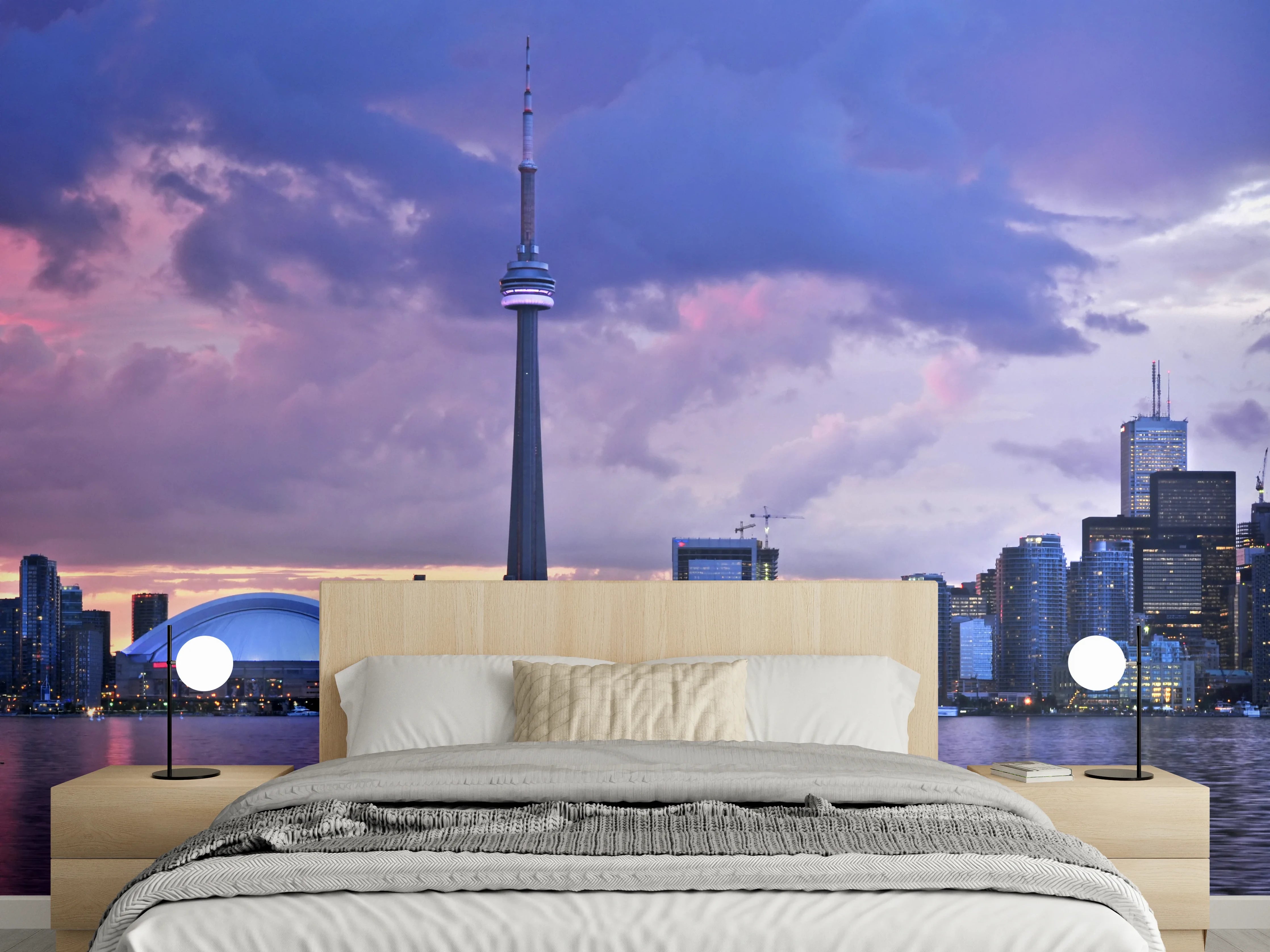 Wandverkleidung Schlafzimmer - Toronto Skyline bei Sonnenuntergang Panorama