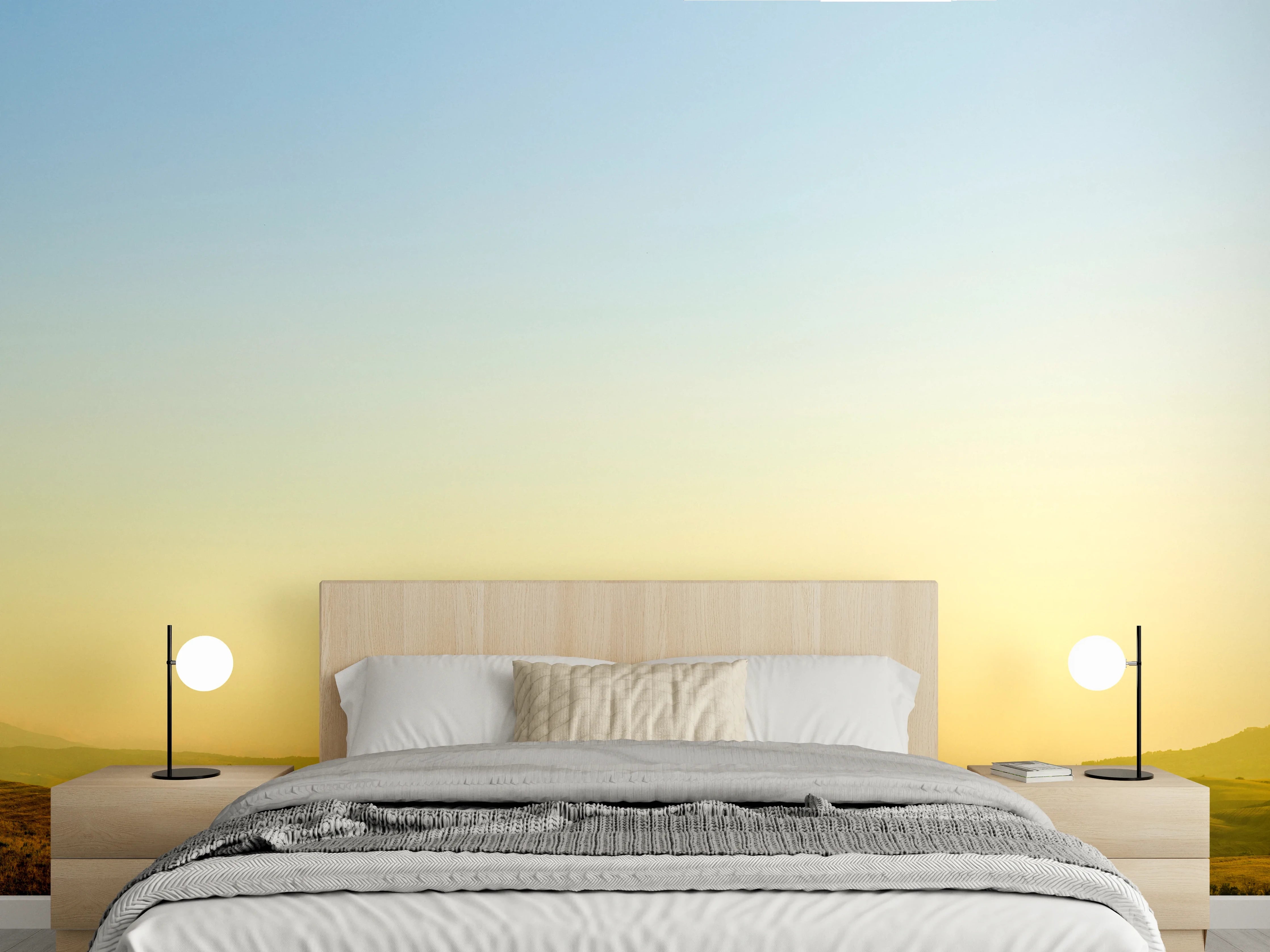 Wandverkleidung Schlafzimmer - Toskanische Hügel im Abendlicht