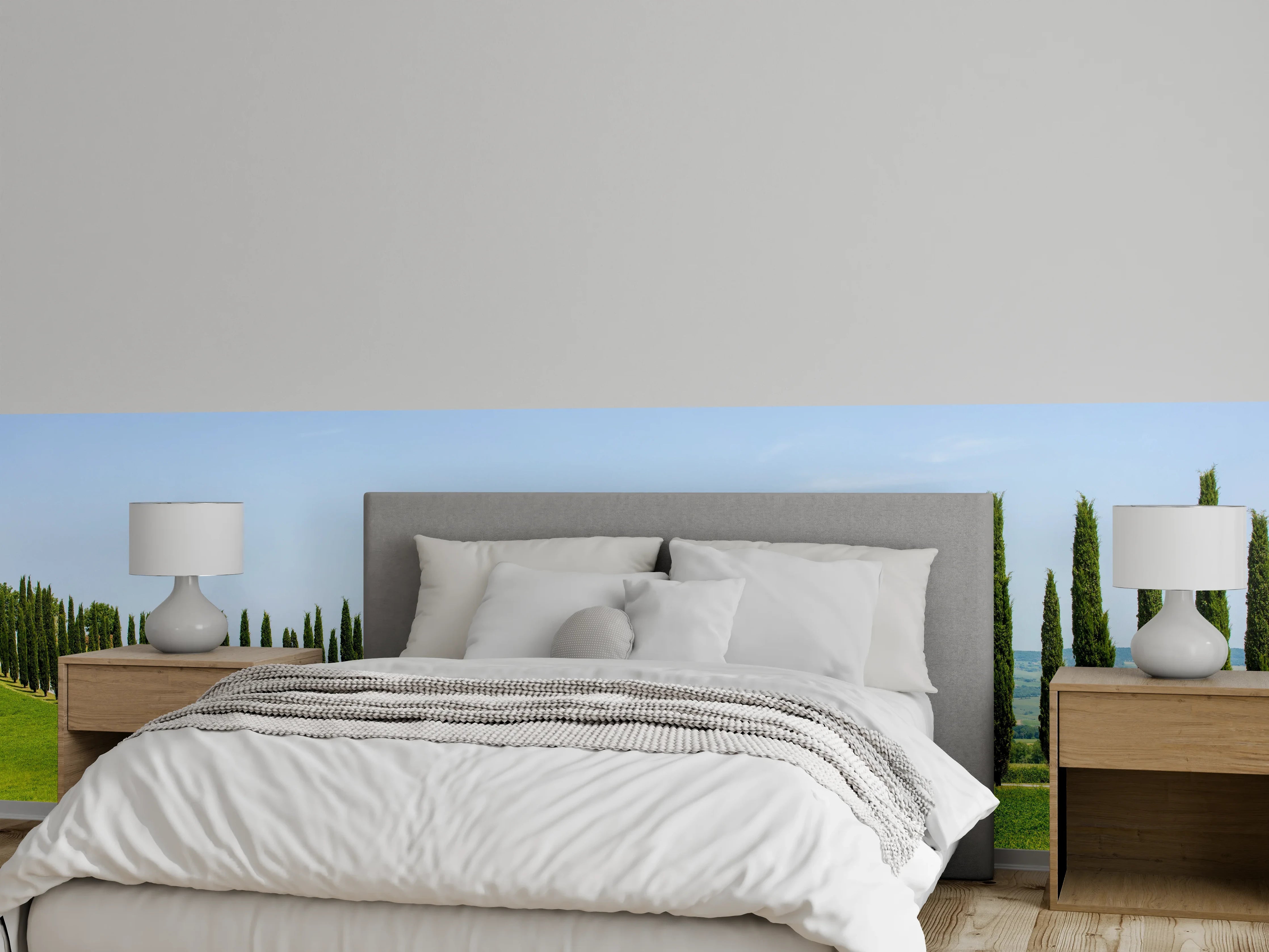Wandverkleidung Schlafzimmer - Toskanische Zypressenallee