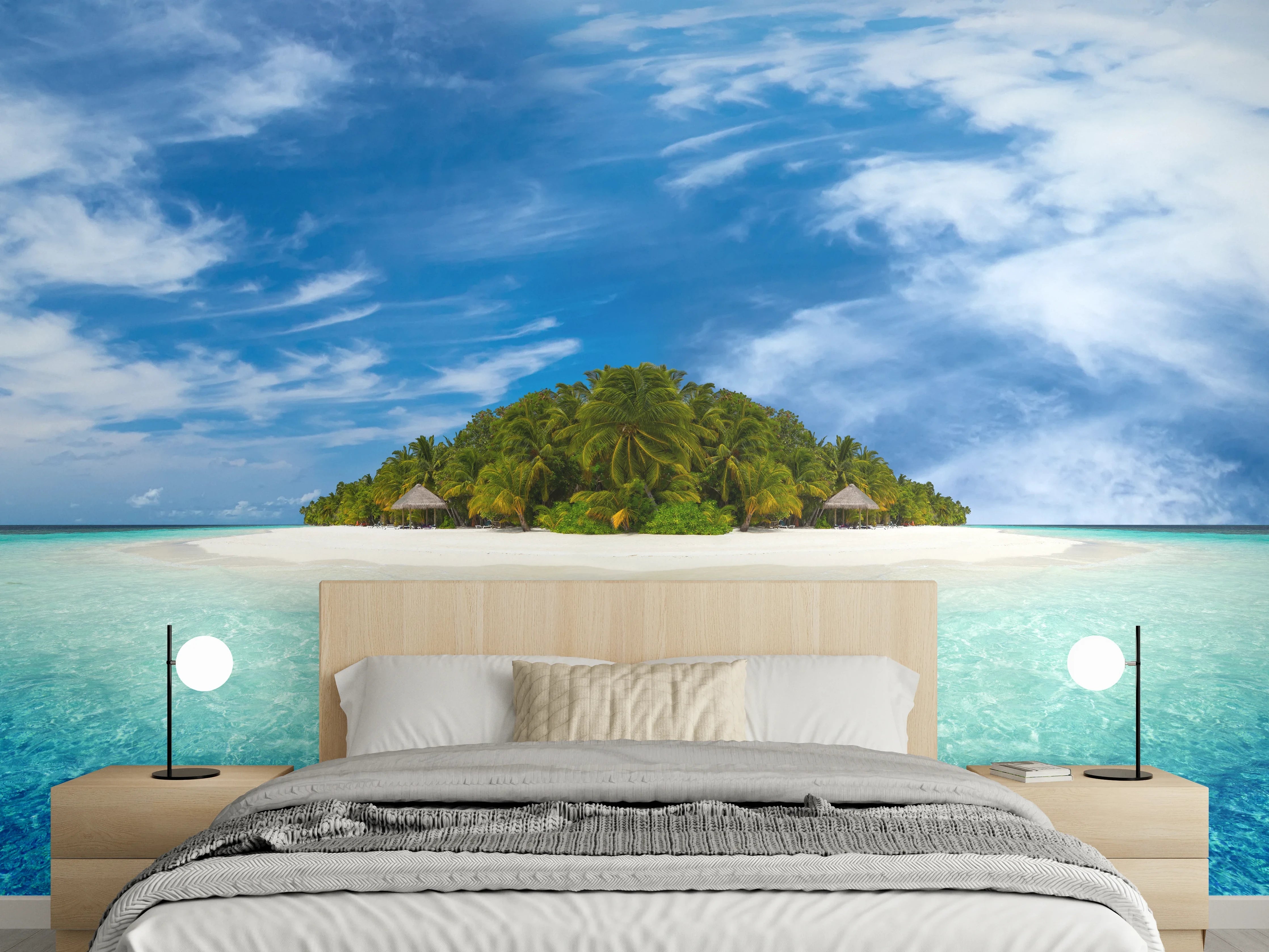 Wandverkleidung Schlafzimmer - Traumhafte Insel: Paradiesischer Strandblick