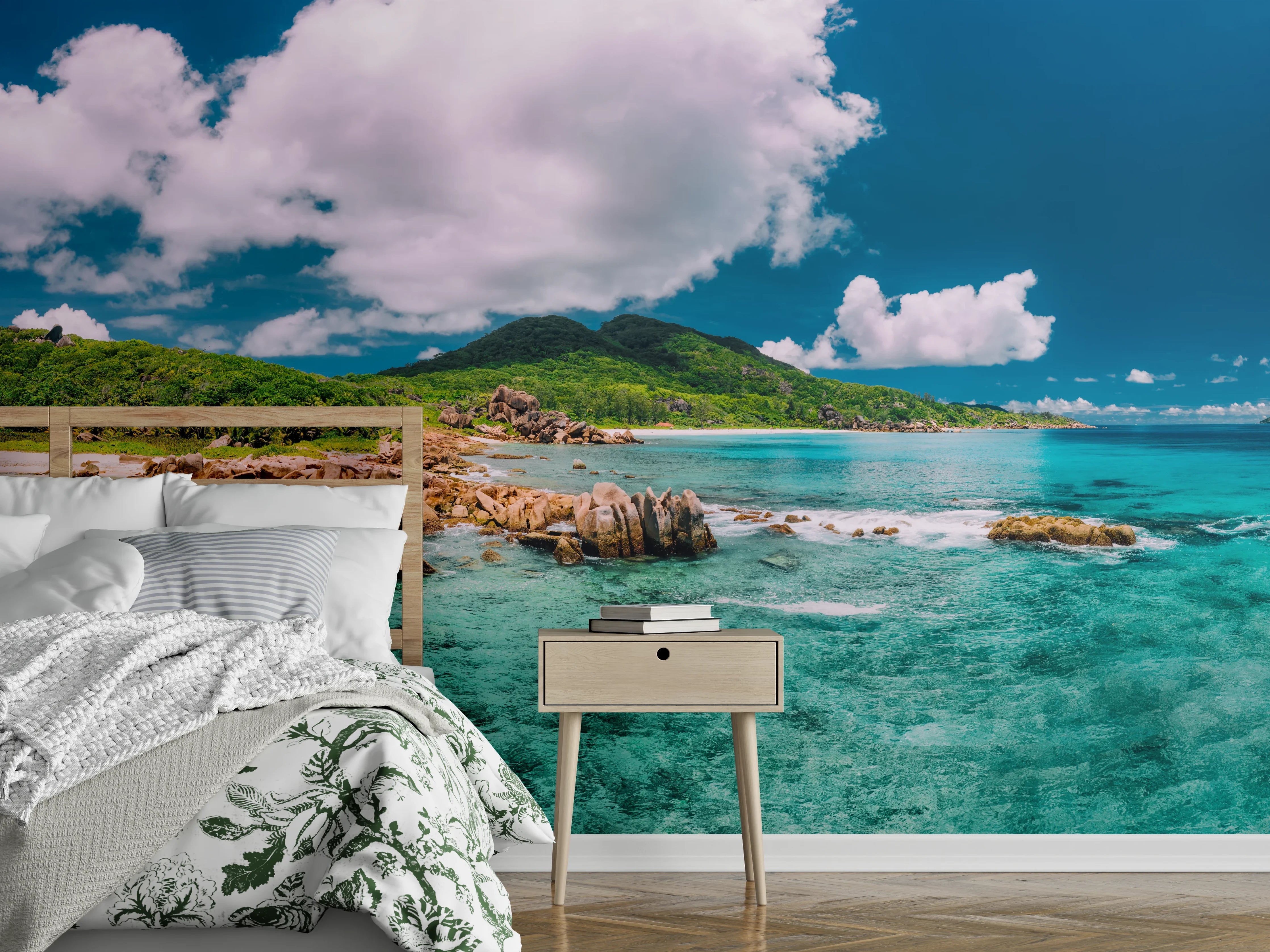 Wandverkleidung Schlafzimmer - Traumhafte Inselküste – Türkisblaues Meer