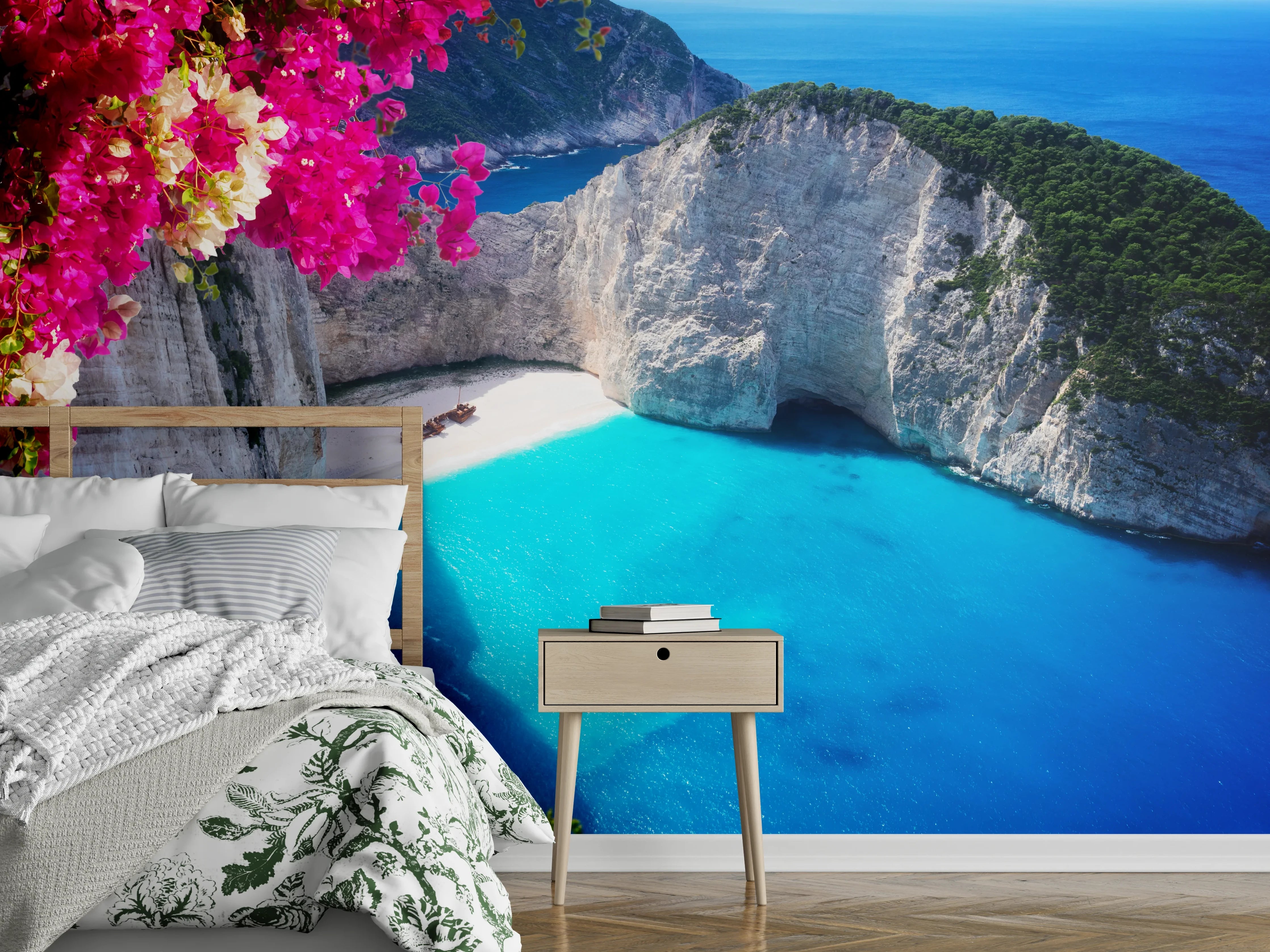 Wandverkleidung Schlafzimmer - Traumhafte Meeresbucht Wandbild
