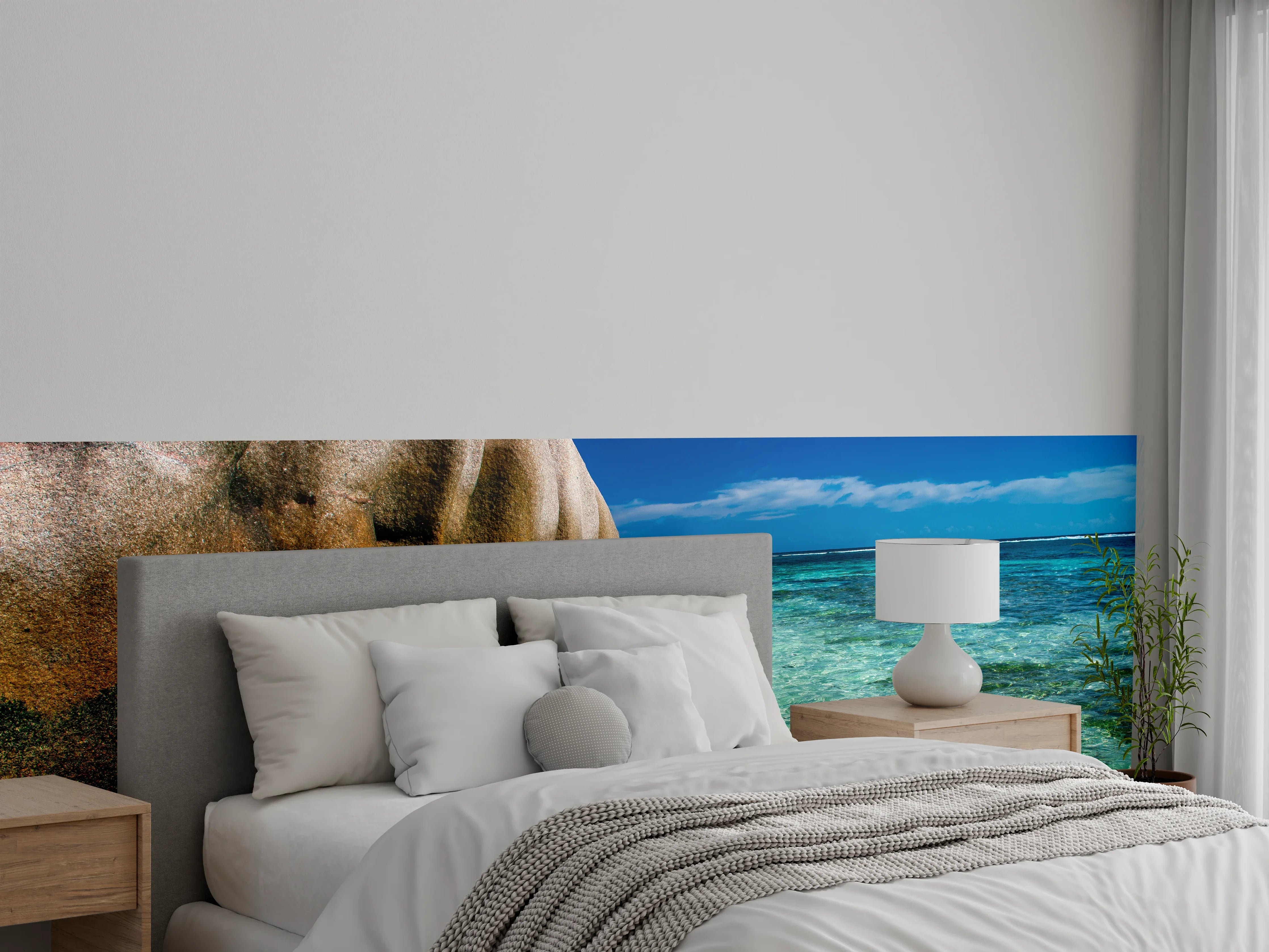 Wandverkleidung Schlafzimmer - Traumhafte Tropenlandschaft am türkisfarbenen Meer