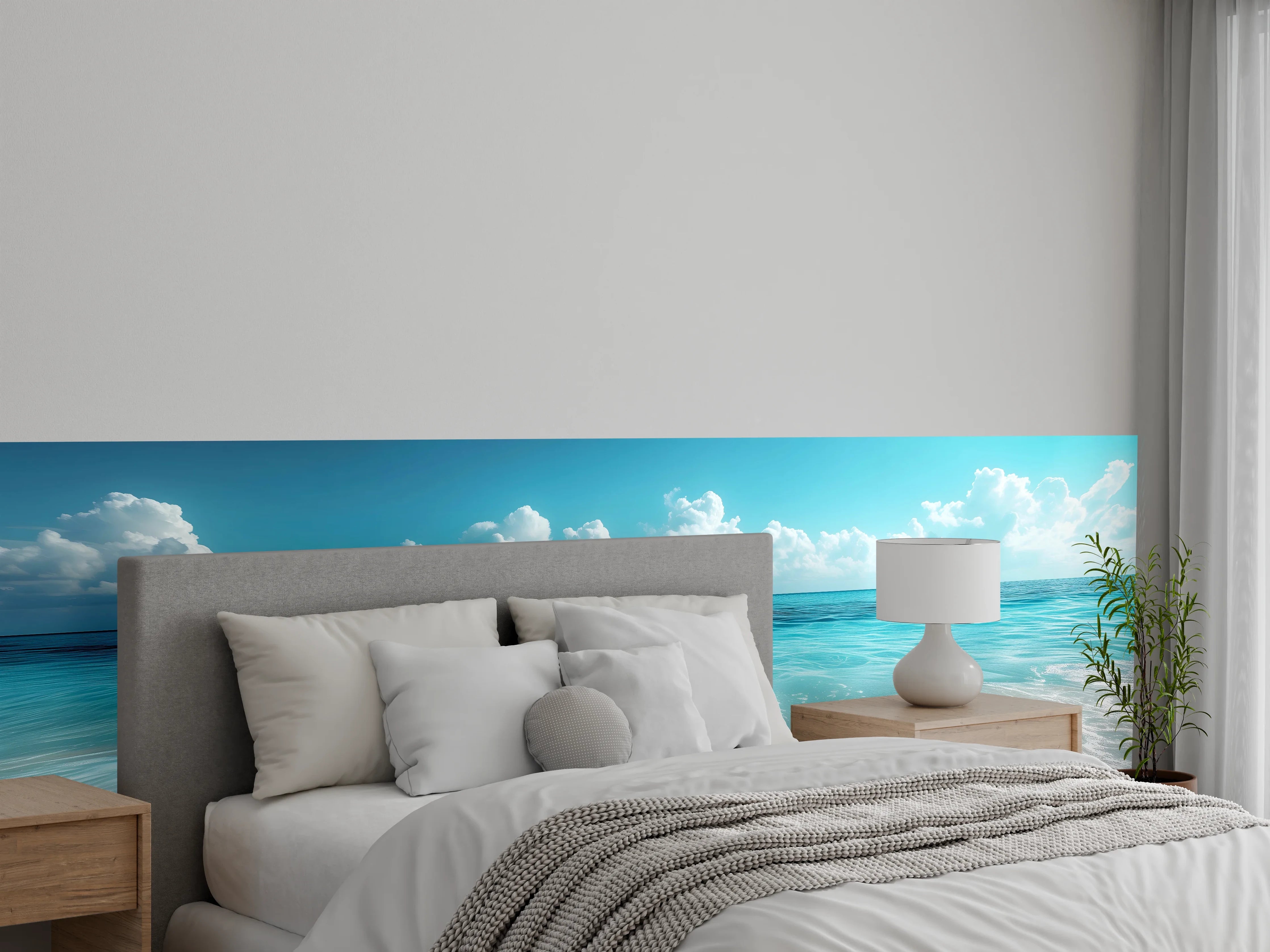 Wandverkleidung Schlafzimmer - Traumhafter Strand mit Badereifen Dekor