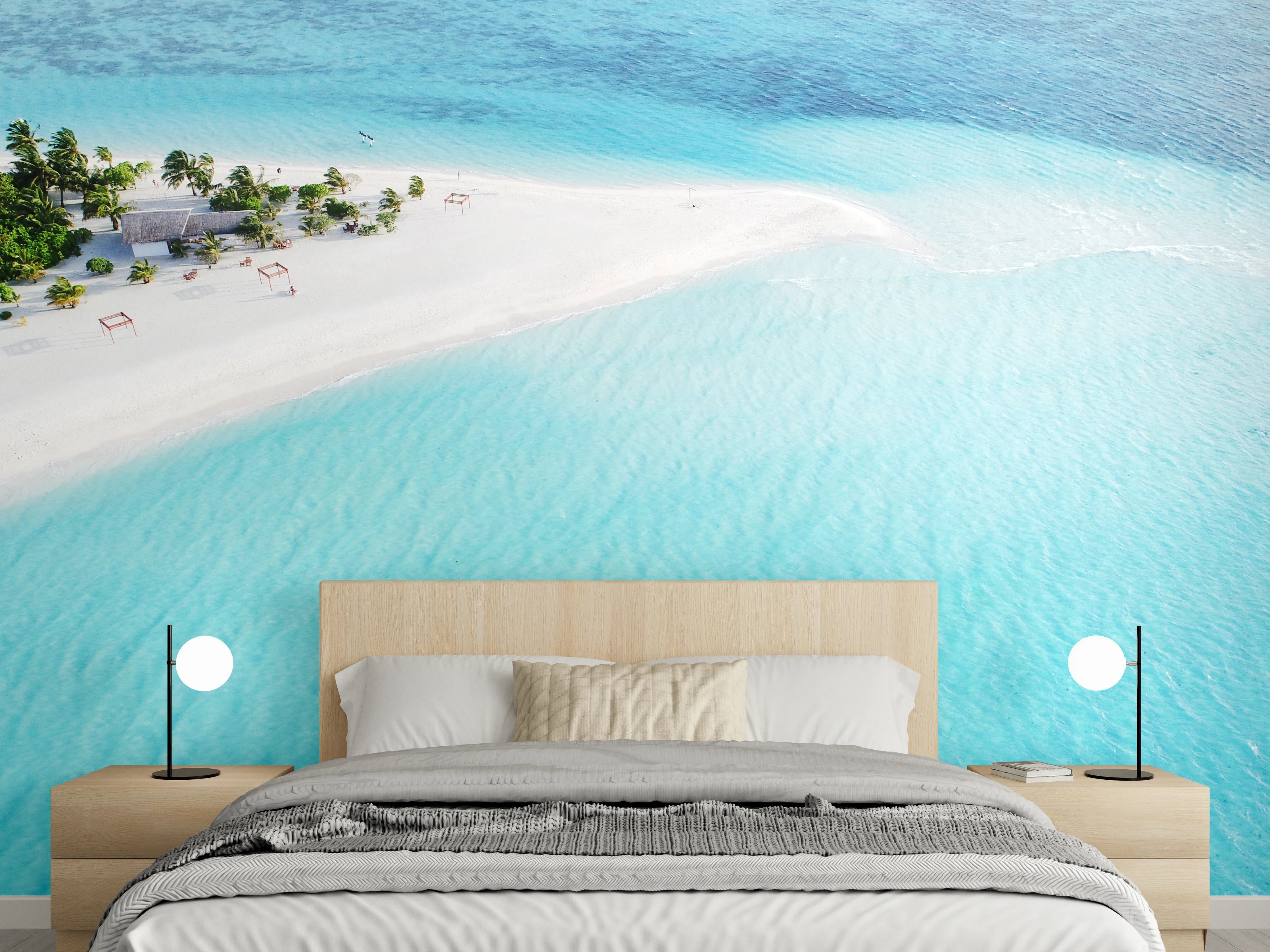 Wandverkleidung Schlafzimmer - Traumstrand – Türkisblaues Inselparadies