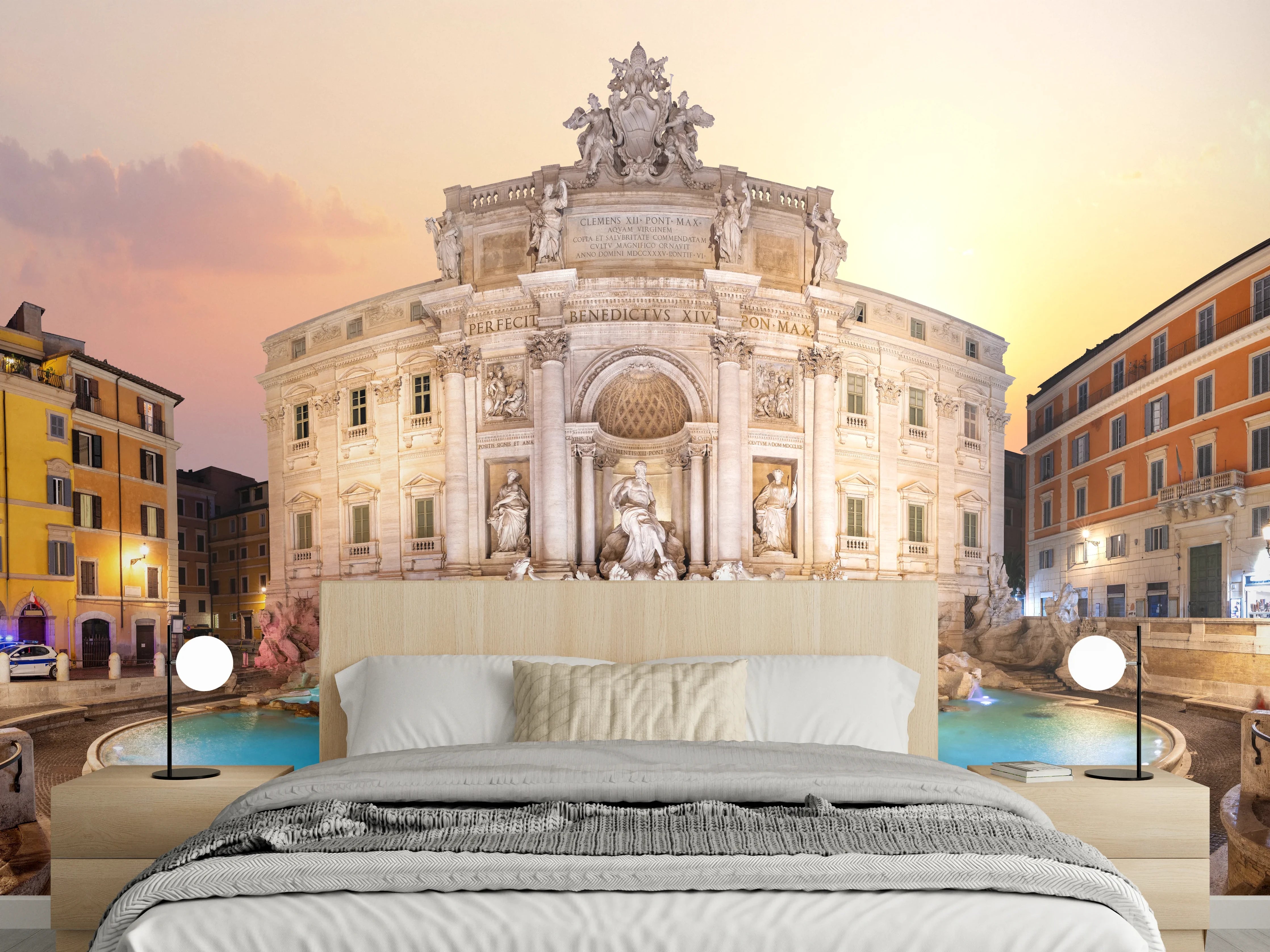 Wandverkleidung Schlafzimmer - Trevi-Brunnen bei Sonnenaufgang