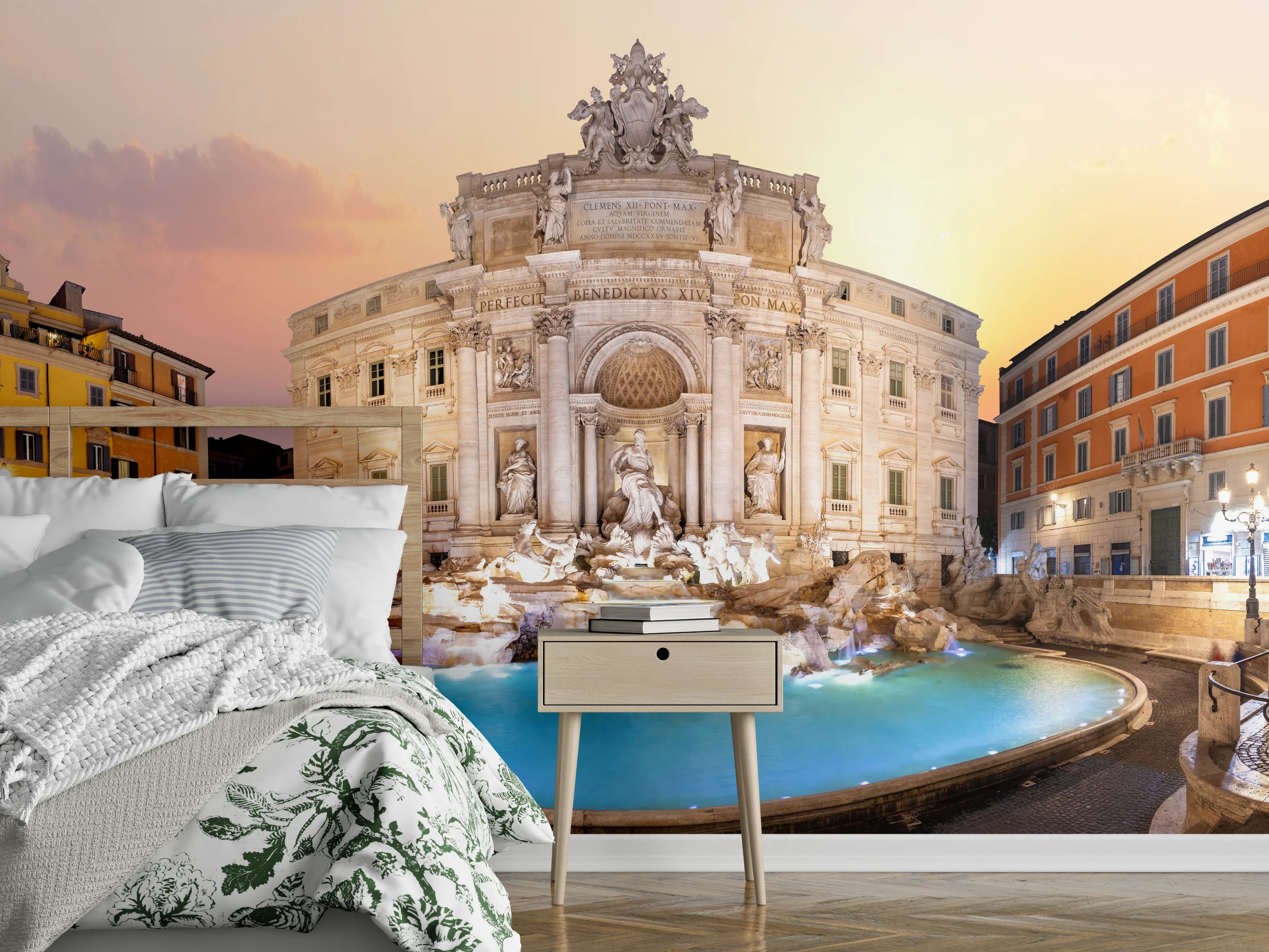 Wandverkleidung Schlafzimmer - Trevi-Brunnen bei Sonnenaufgang