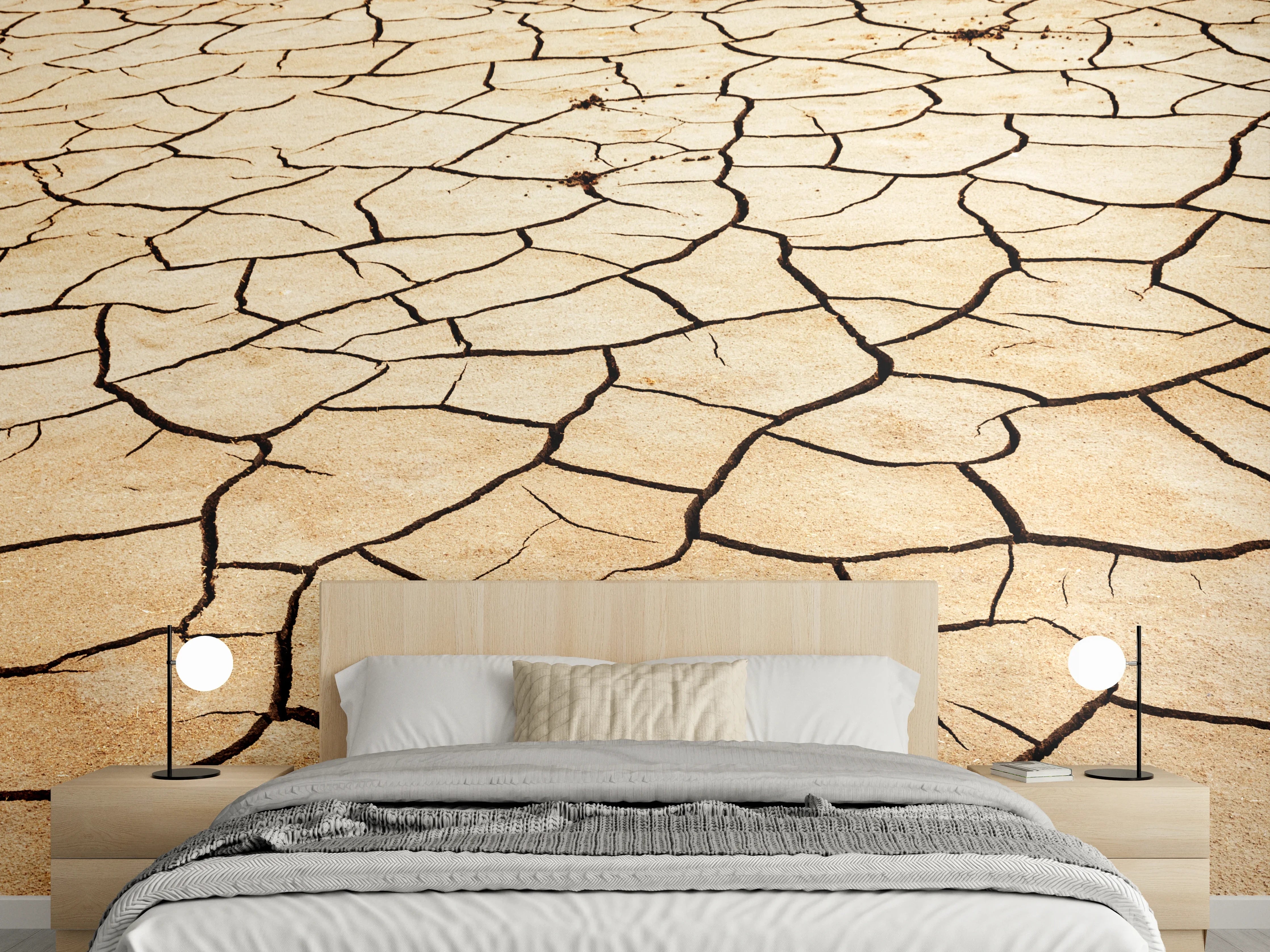 Wandverkleidung Schlafzimmer - Trockene Erde Risse Textur