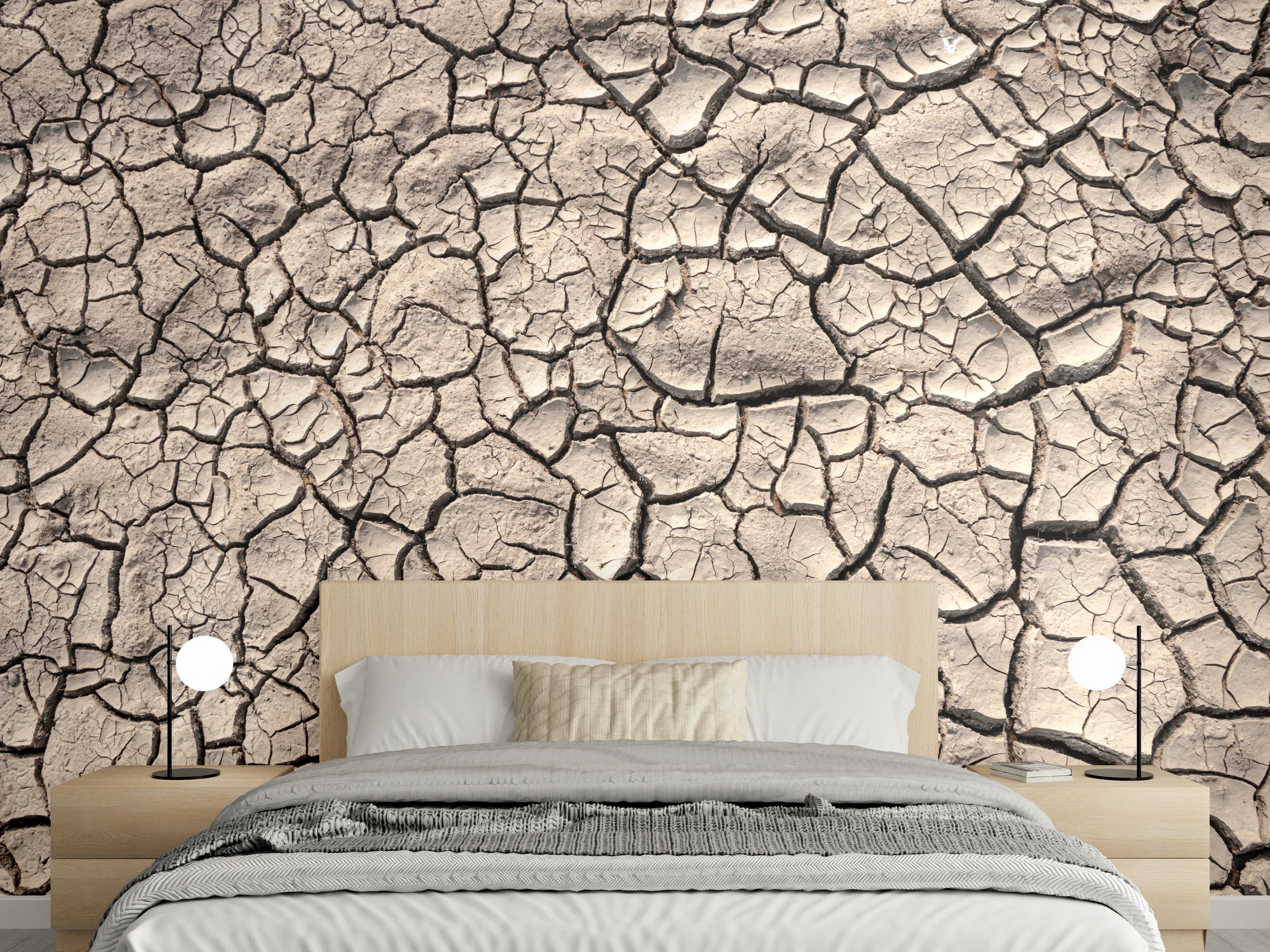 Wandverkleidung Schlafzimmer - Trockene Erde Struktur Beige Braun