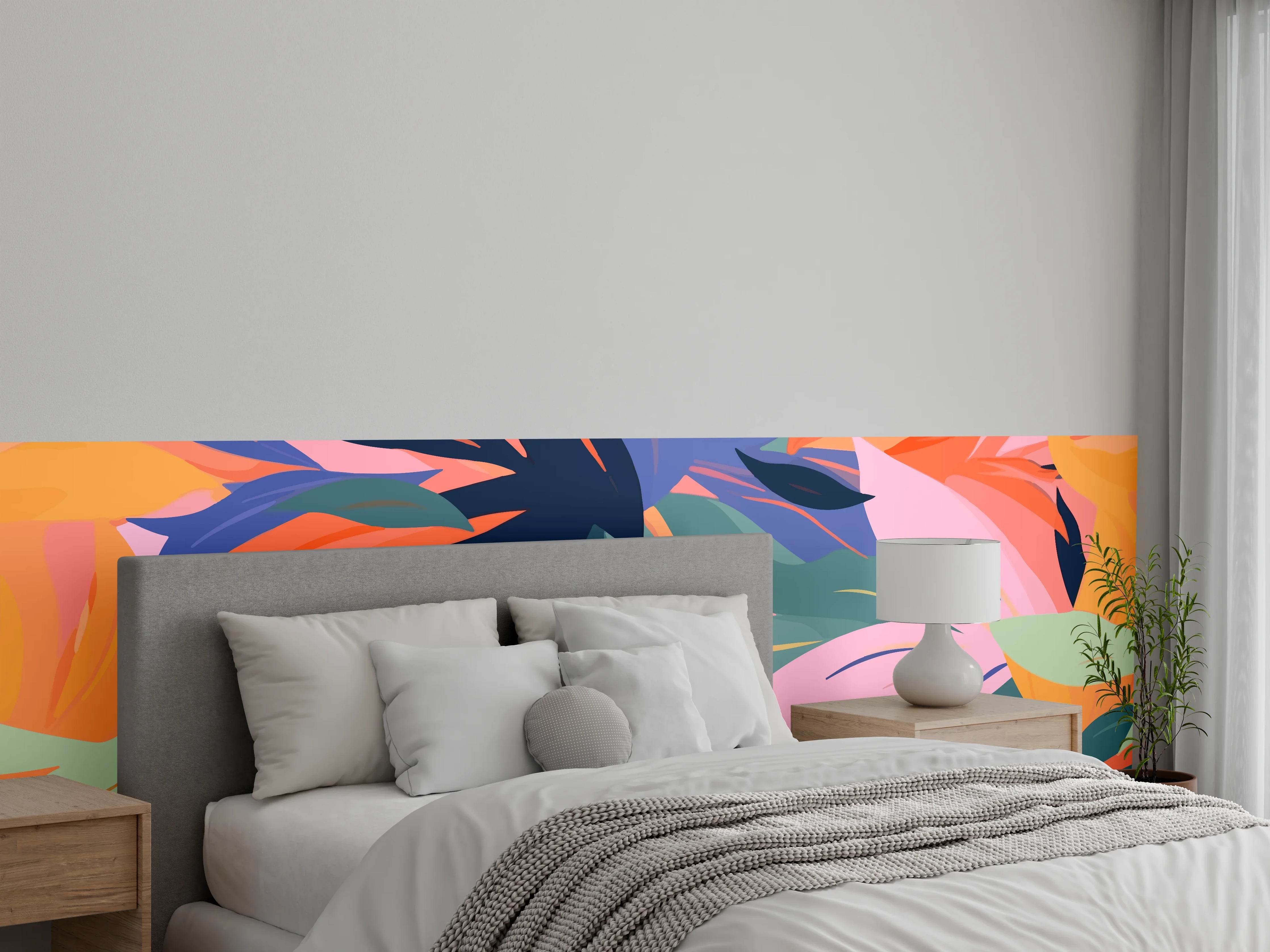 Wandverkleidung Schlafzimmer - Tropische Blütenblätter Bunt