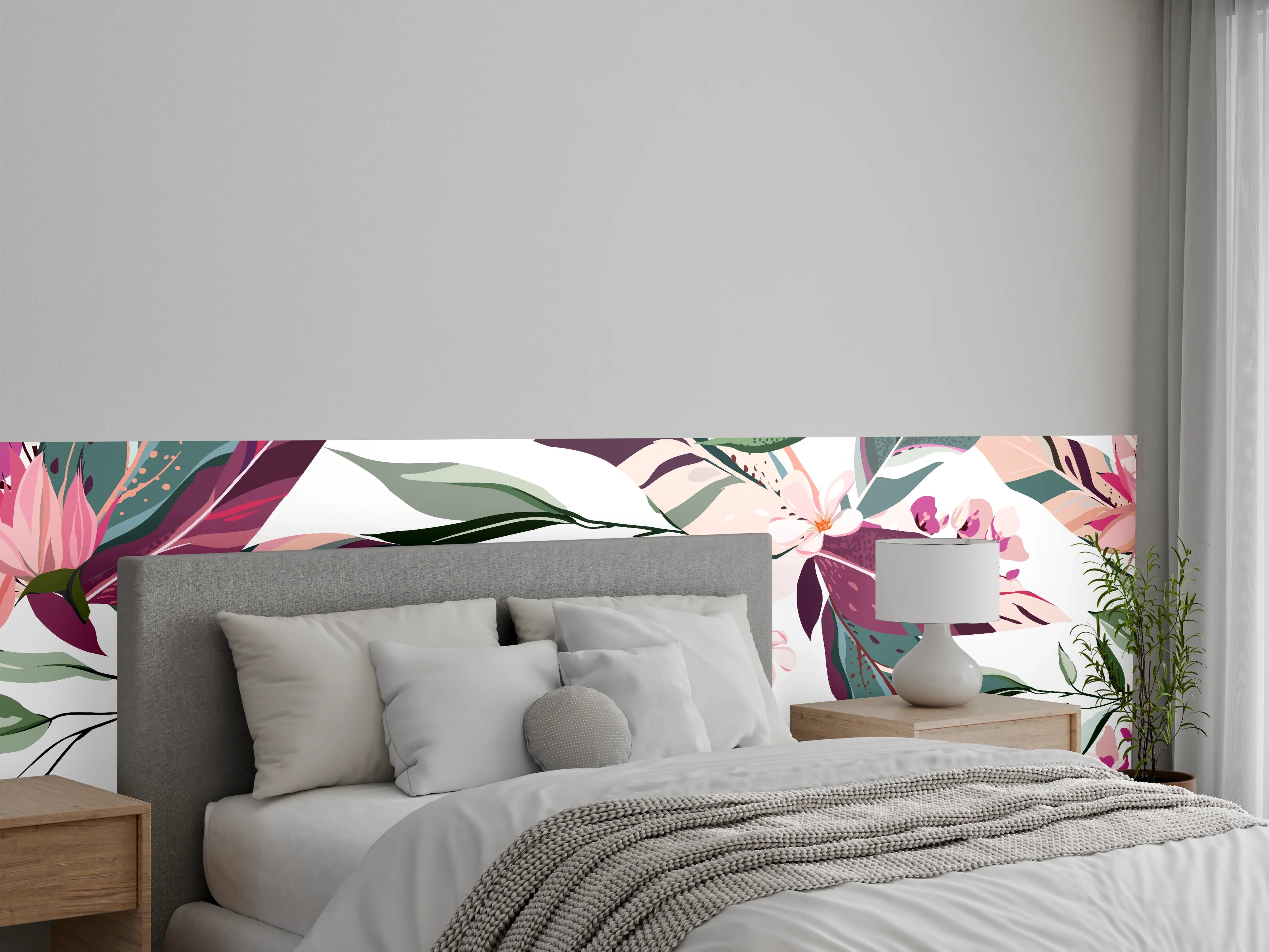 Wandverkleidung Schlafzimmer - Tropische Blumenkunst