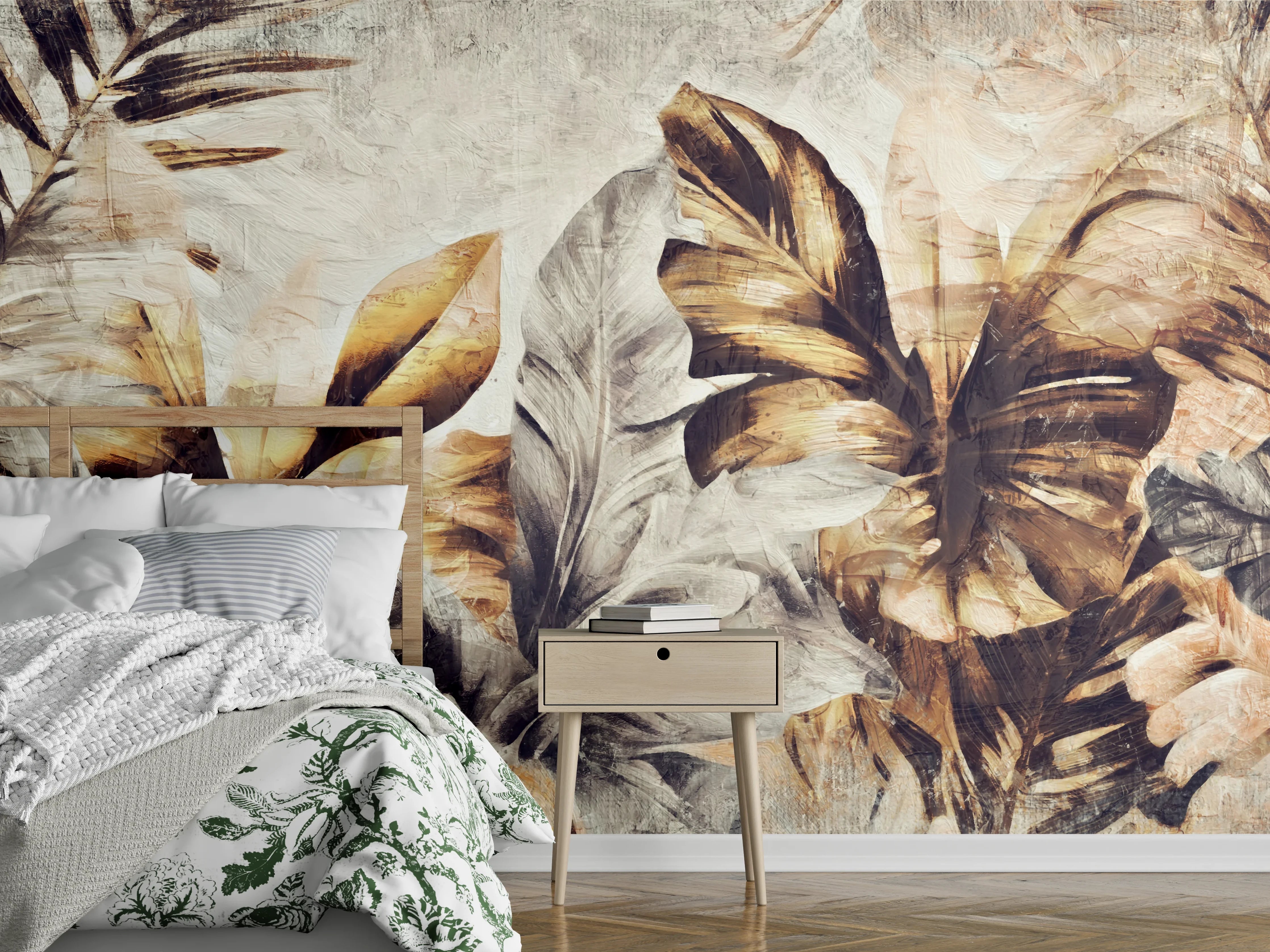Wandverkleidung Schlafzimmer - Tropische Dschungelpanorama-Kunst