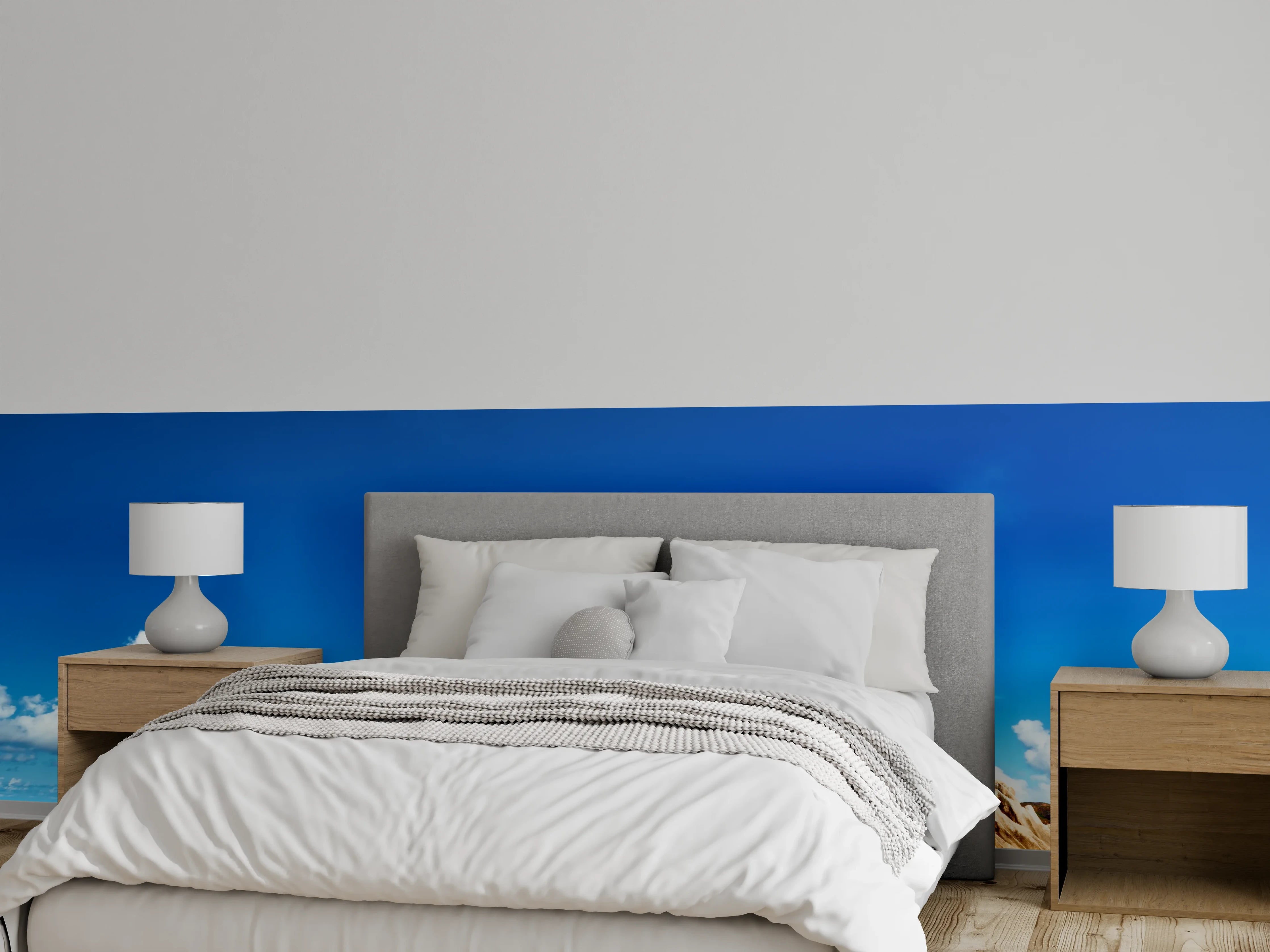 Wandverkleidung Schlafzimmer - Tropische Insel – Palmen und türkisblaues Meer