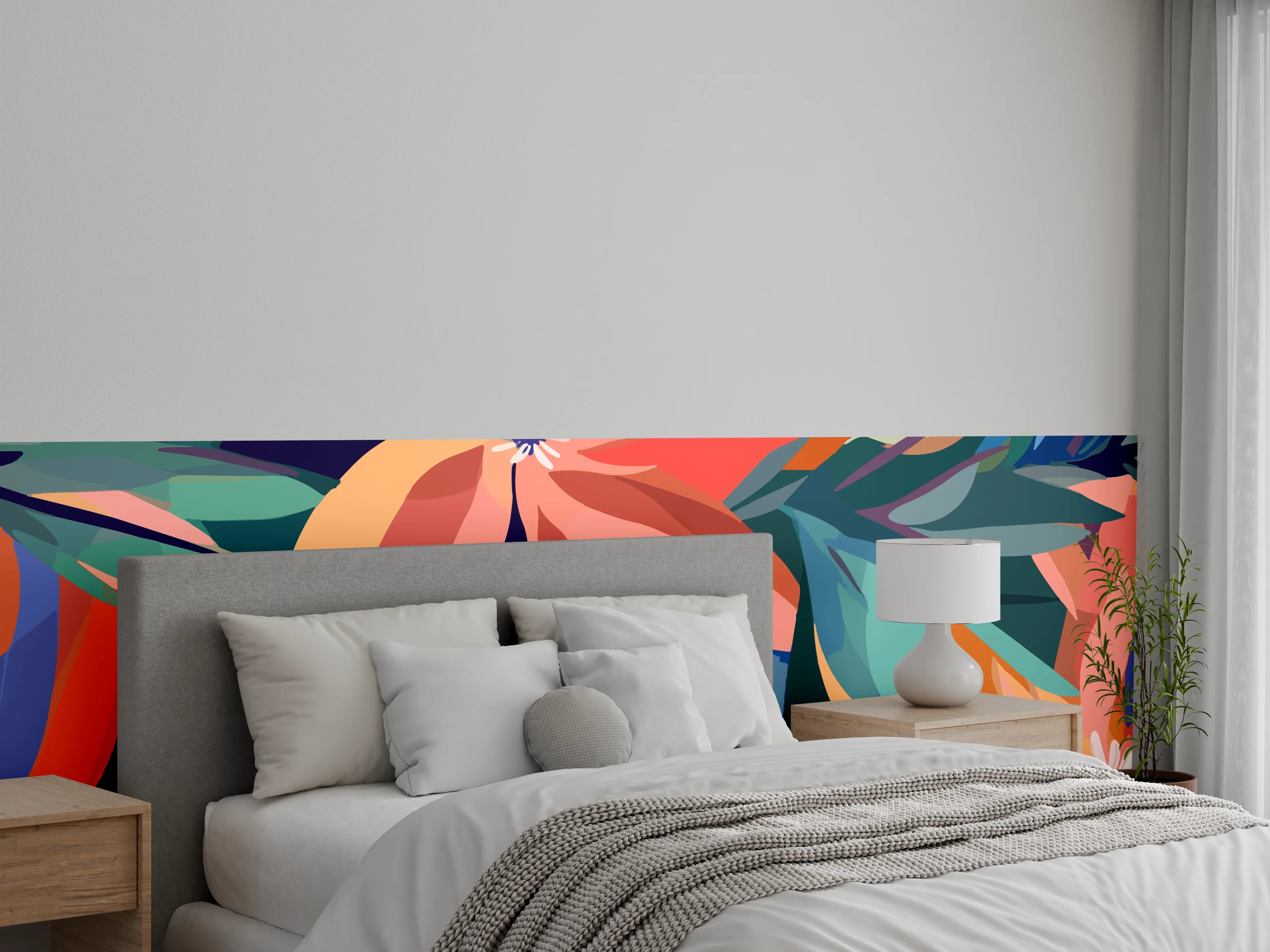 Wandverkleidung Schlafzimmer - Tropische Petals Koralle-Grün