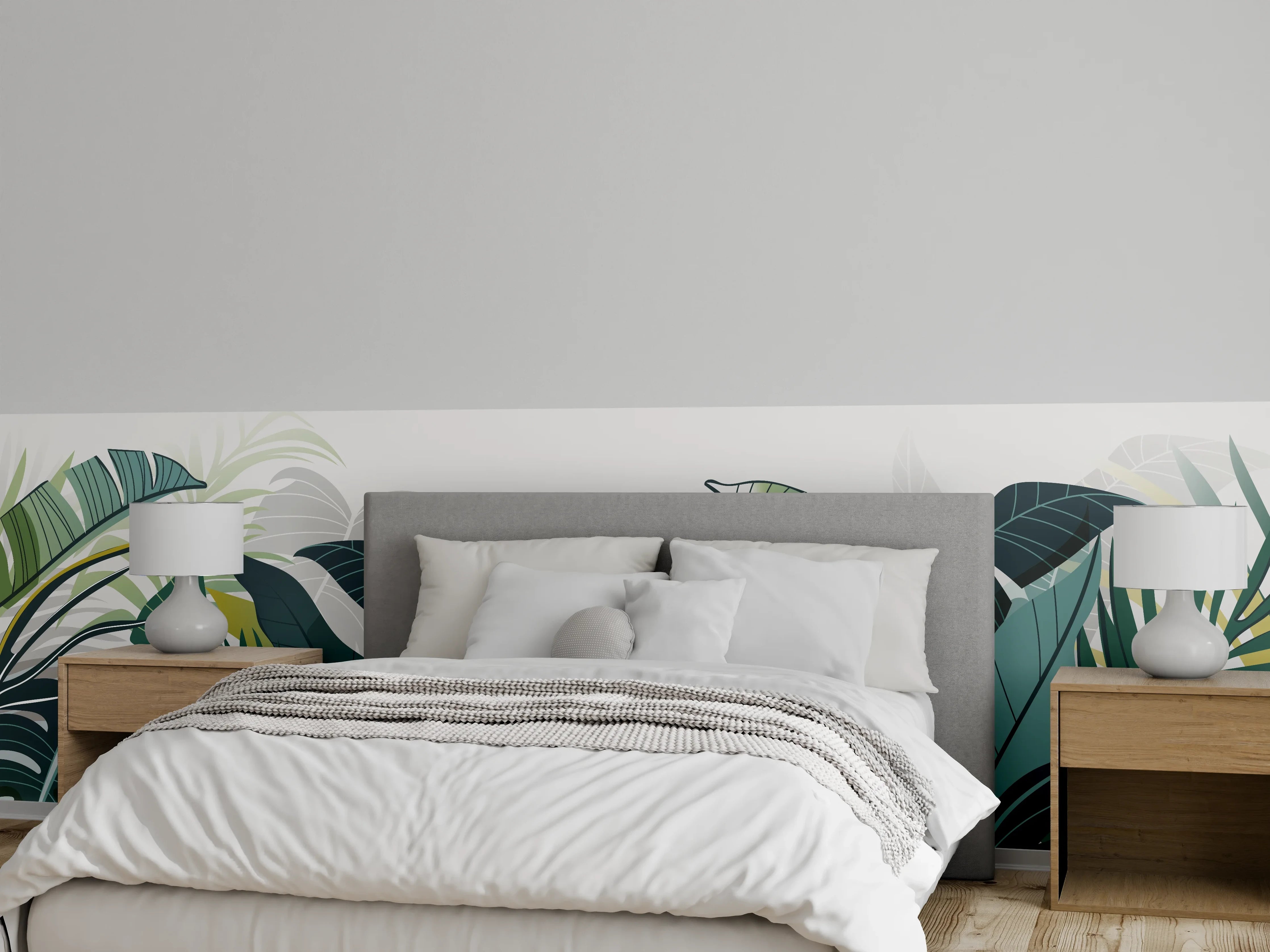 Wandverkleidung Schlafzimmer - Tropische Pflanzen Illustration