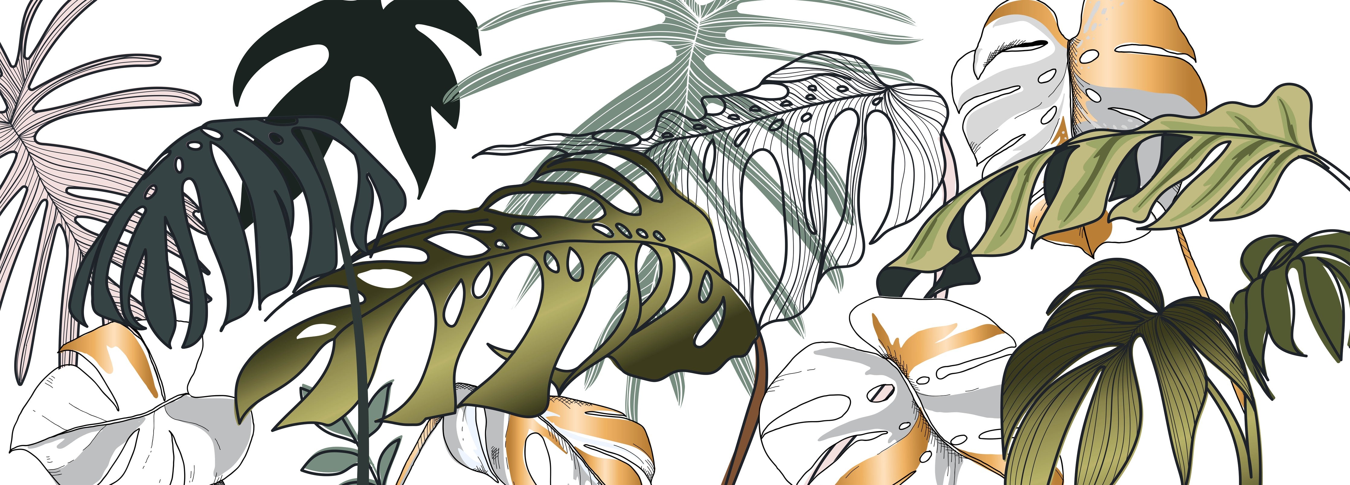 Wandverkleidung Schlafzimmer-Tropische Pflanzen Muster