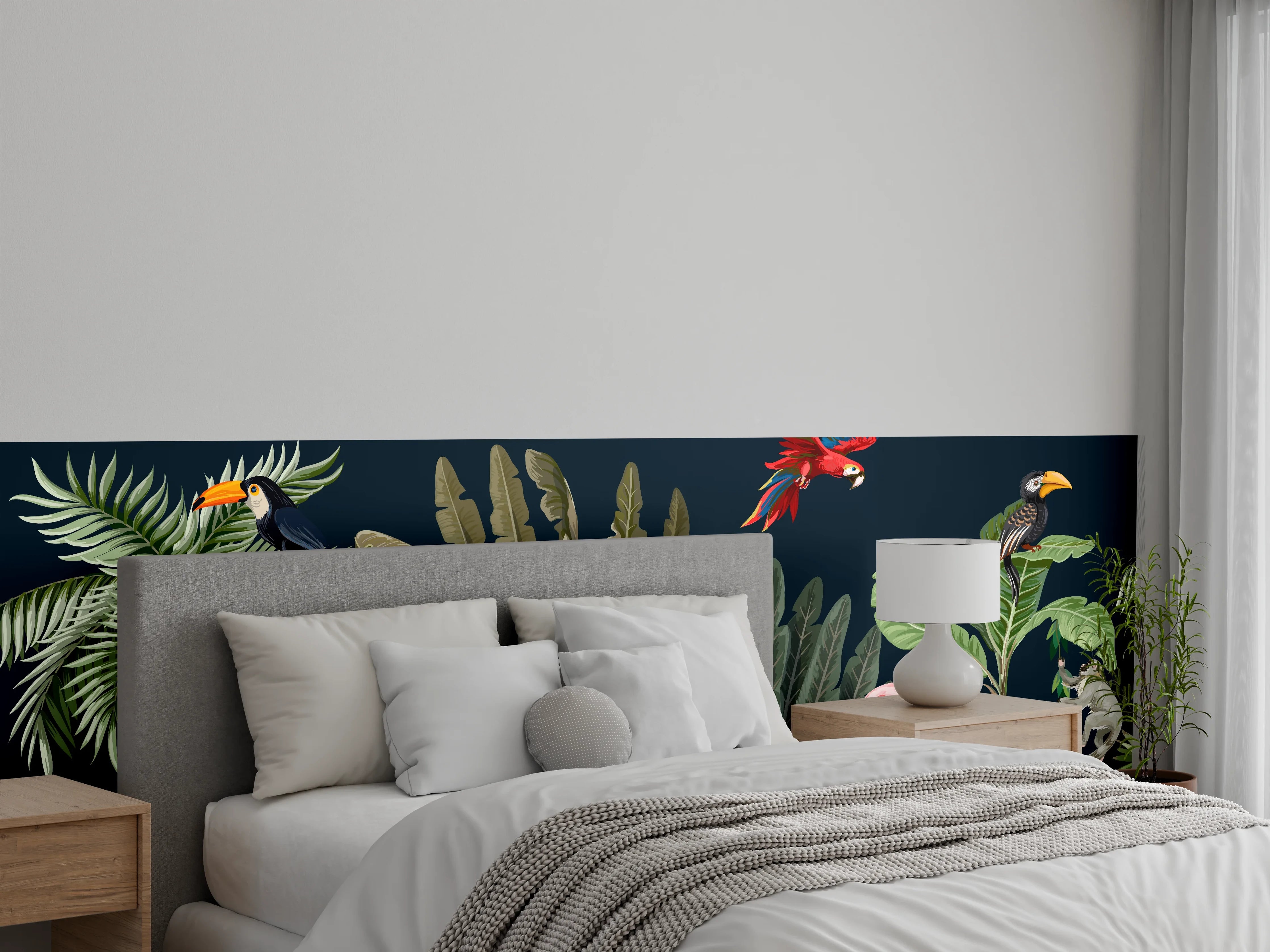 Wandverkleidung Schlafzimmer - Tropische Pflanzen & Tiere