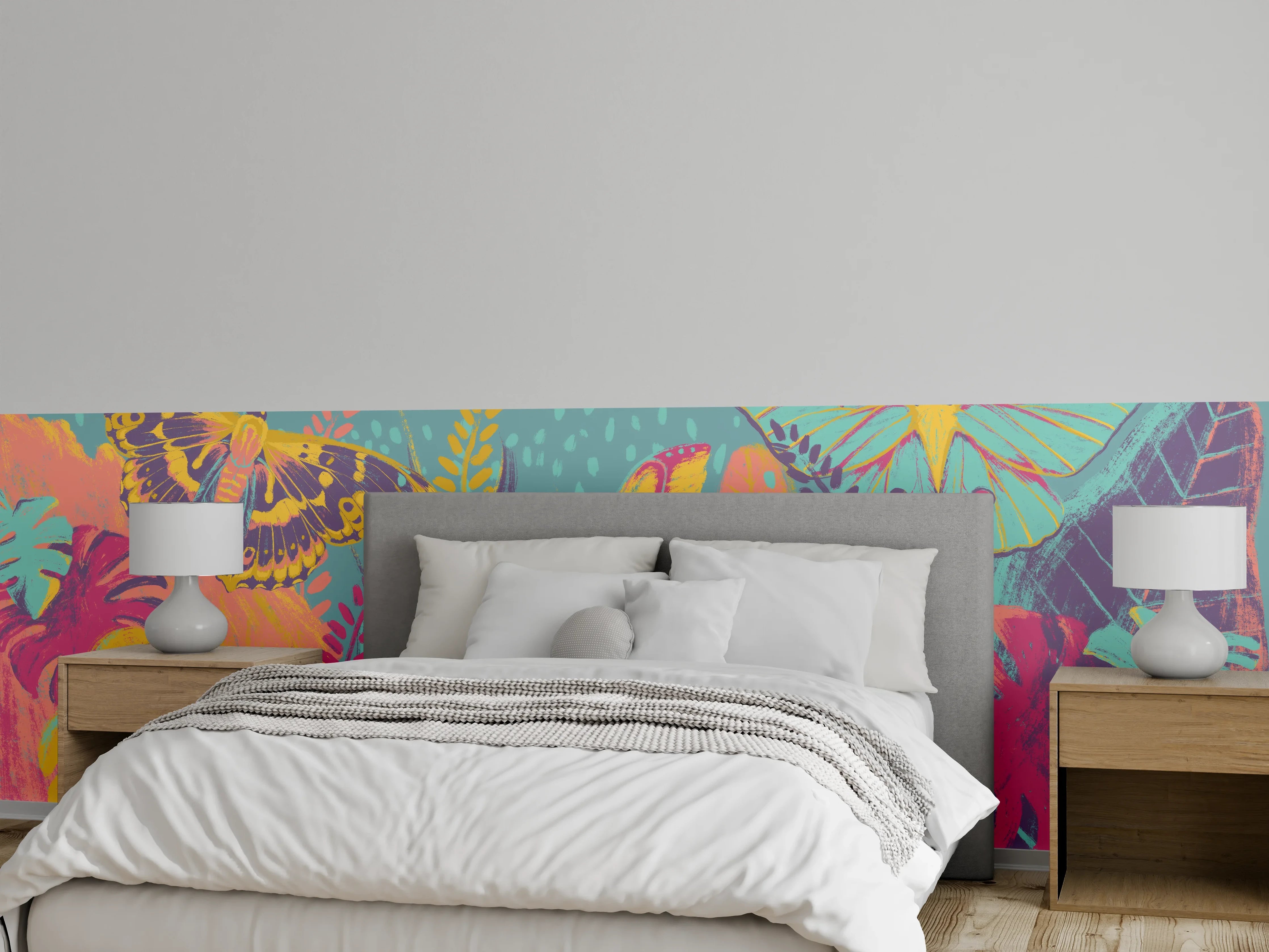 Wandverkleidung Schlafzimmer - Tropischer Blick - Bunt