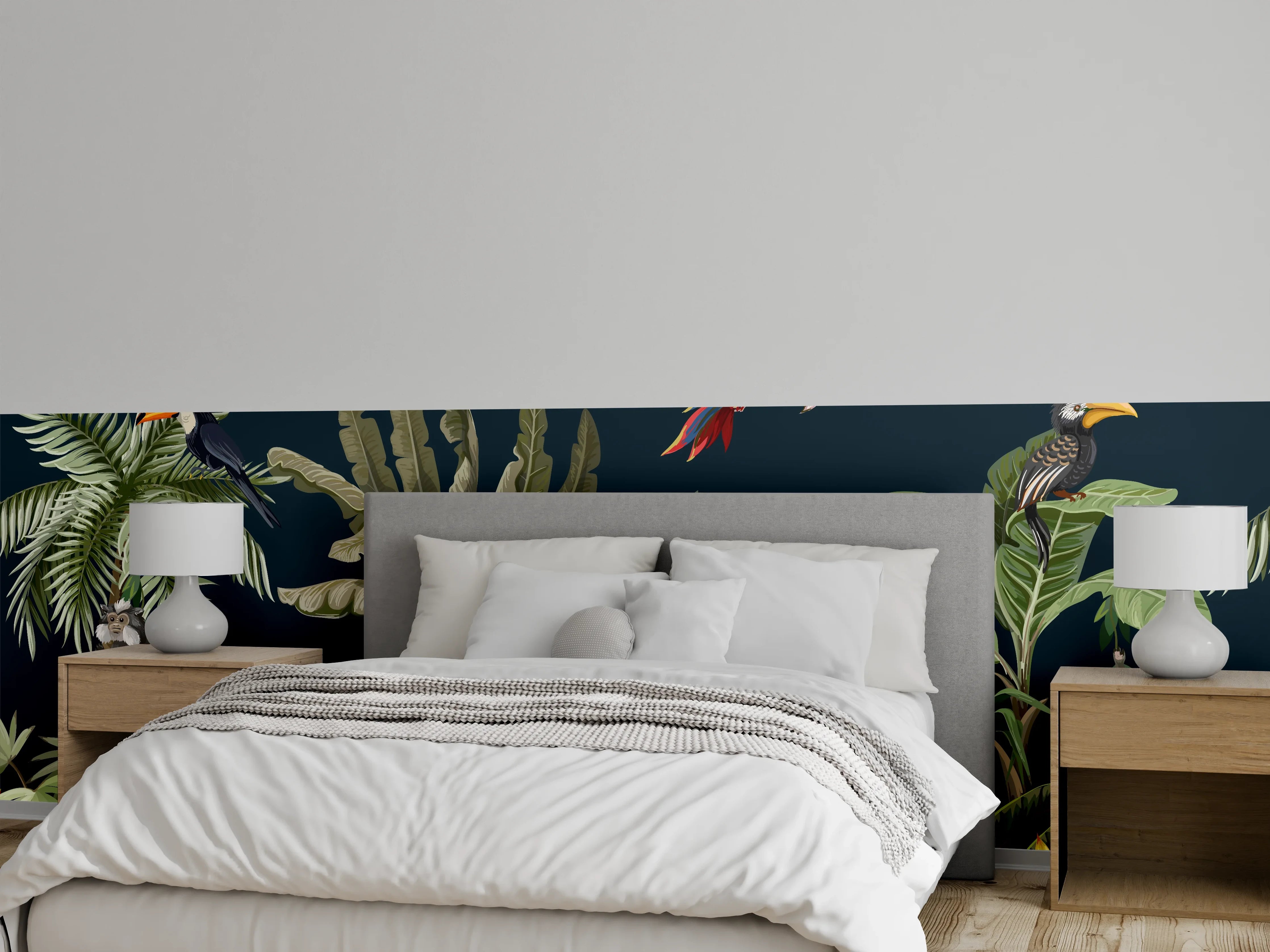Wandverkleidung Schlafzimmer - Tropischer Dschungel Print