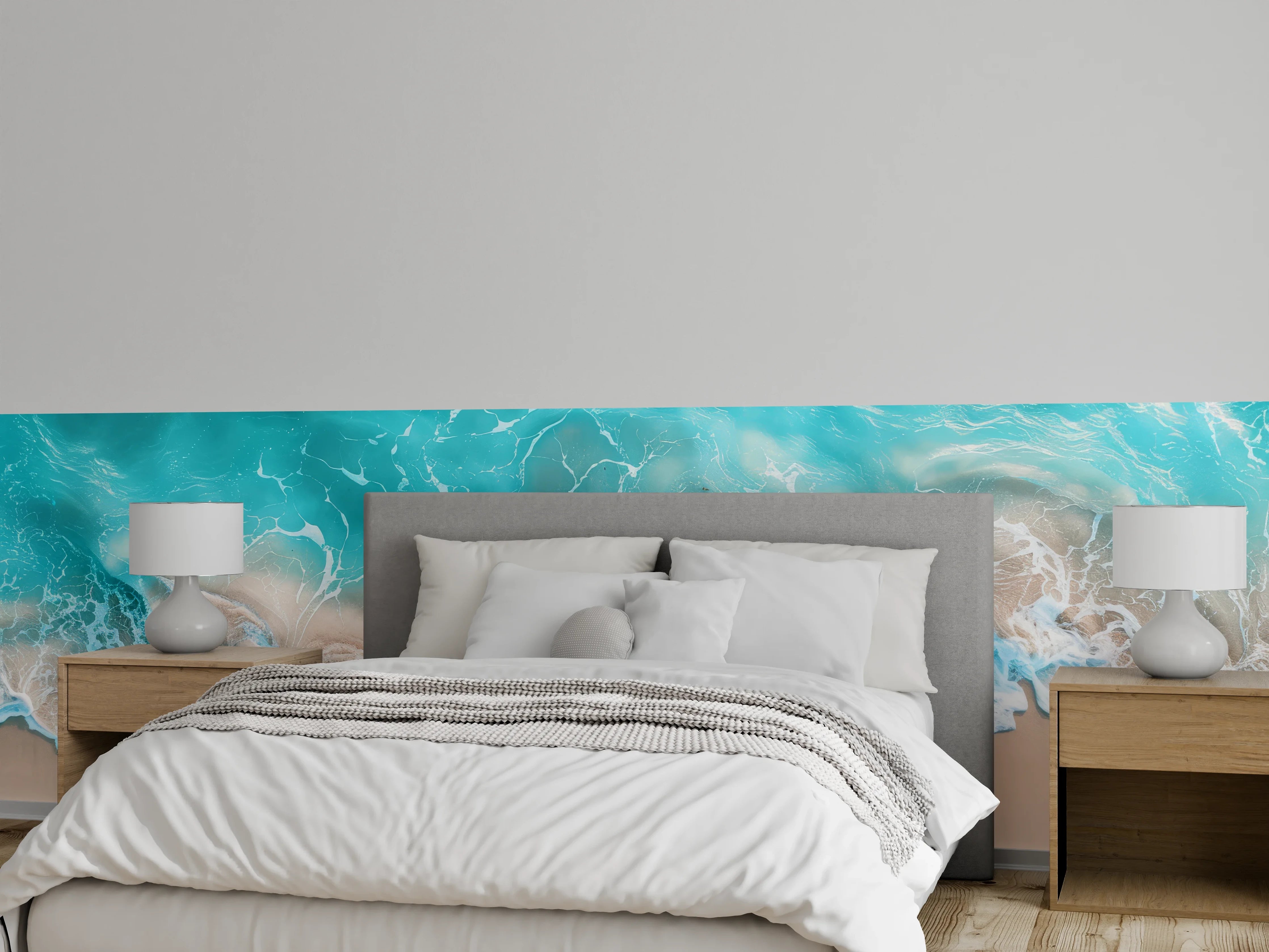 Wandverkleidung Schlafzimmer - Tropischer Strand mit türkisfarbenem Wasser