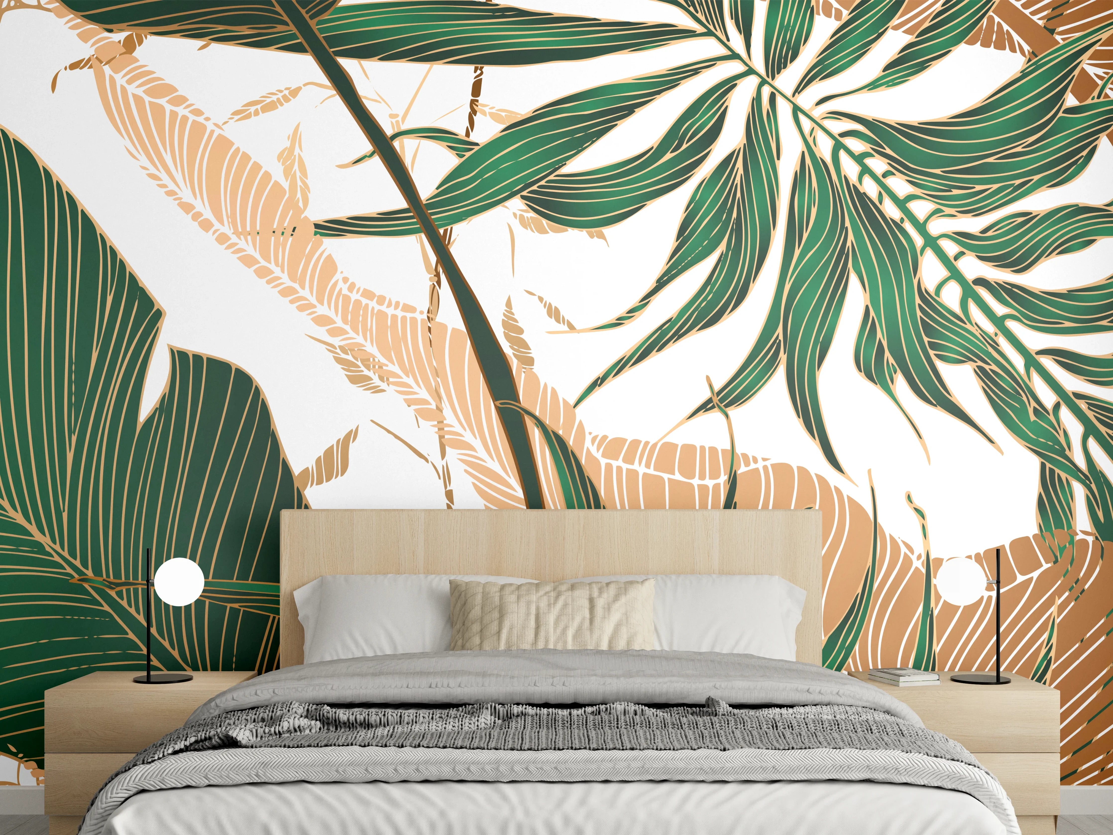 Wandverkleidung Schlafzimmer - Tropisches Blattmuster Design