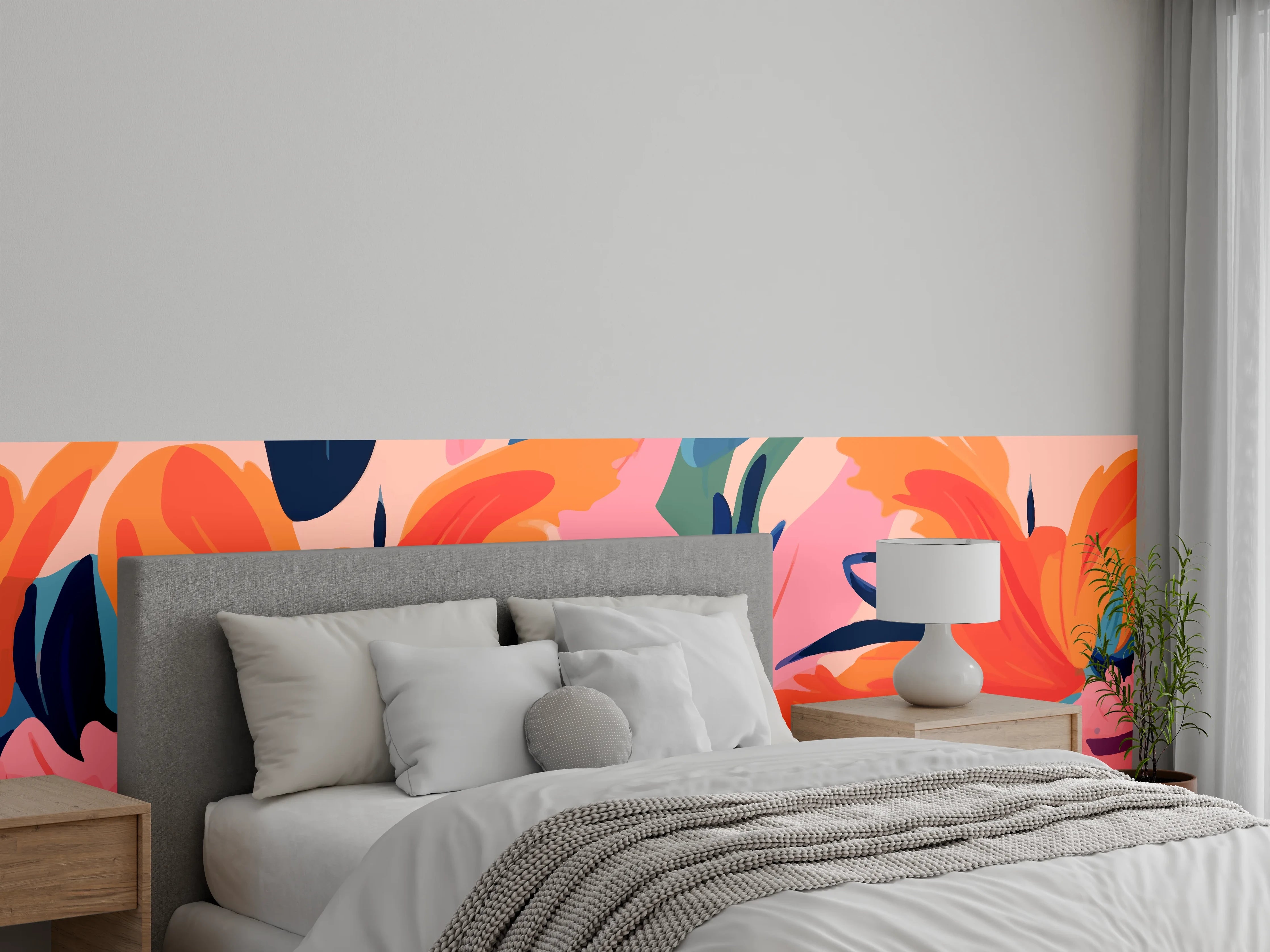 Wandverkleidung Schlafzimmer - Tropisches Dämmerungs-Blumenmuster
