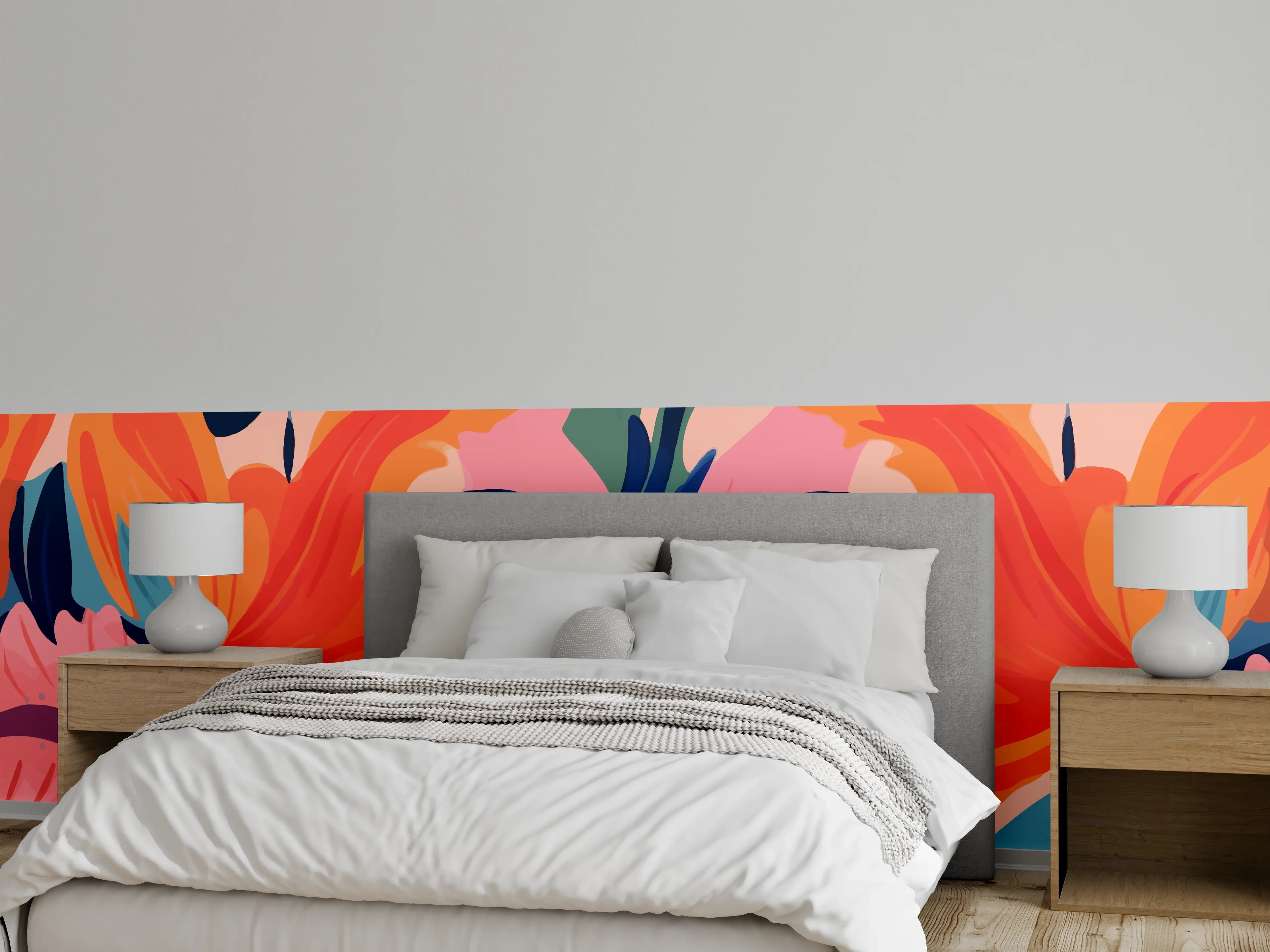 Wandverkleidung Schlafzimmer - Tropisches Dämmerungs-Blumenmuster