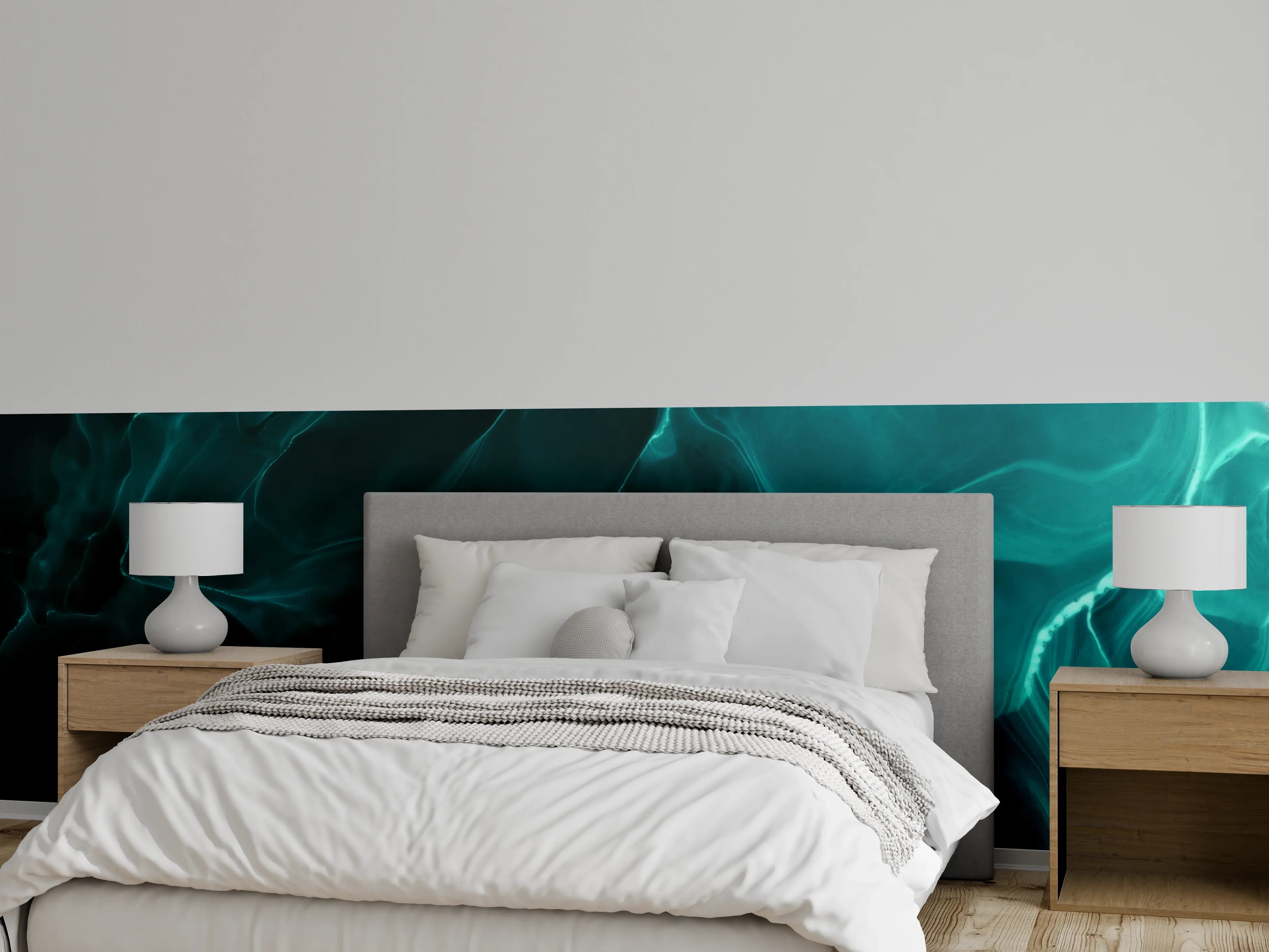 Wandverkleidung Schlafzimmer - Türkis Abstrakt Wandbild modern
