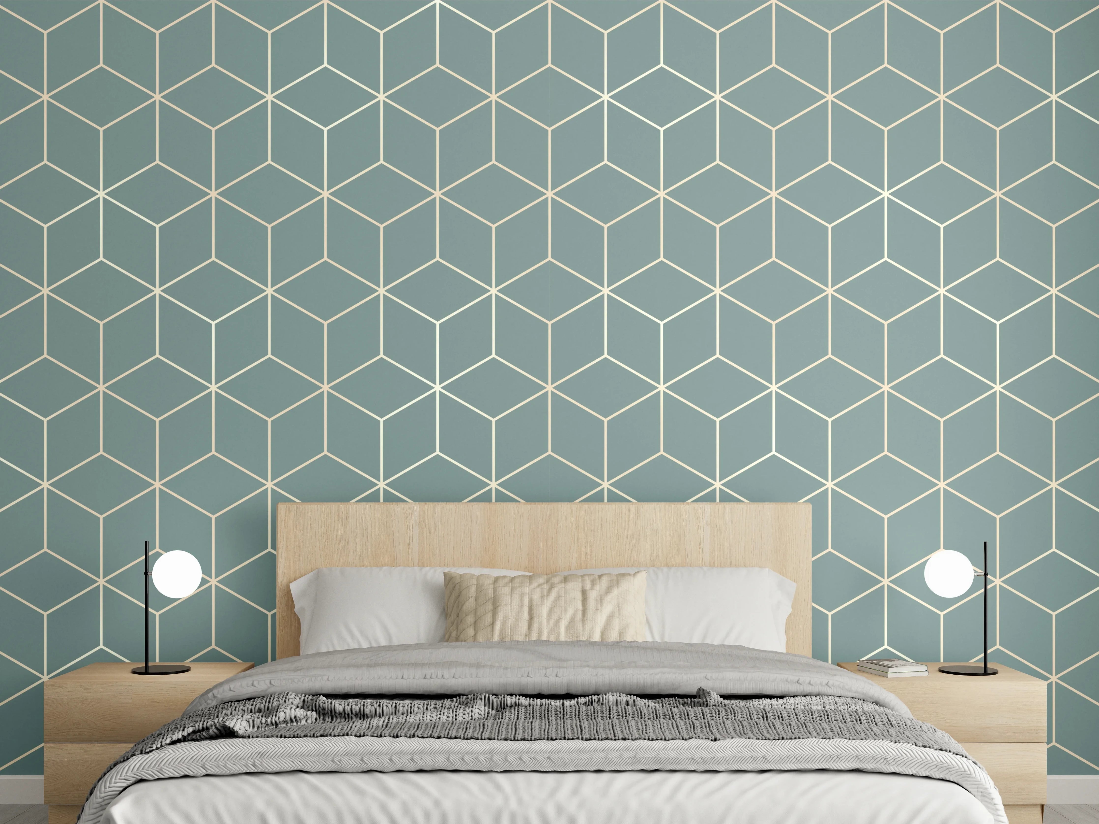 Wandverkleidung Schlafzimmer - Türkis-Eleganz-Muster