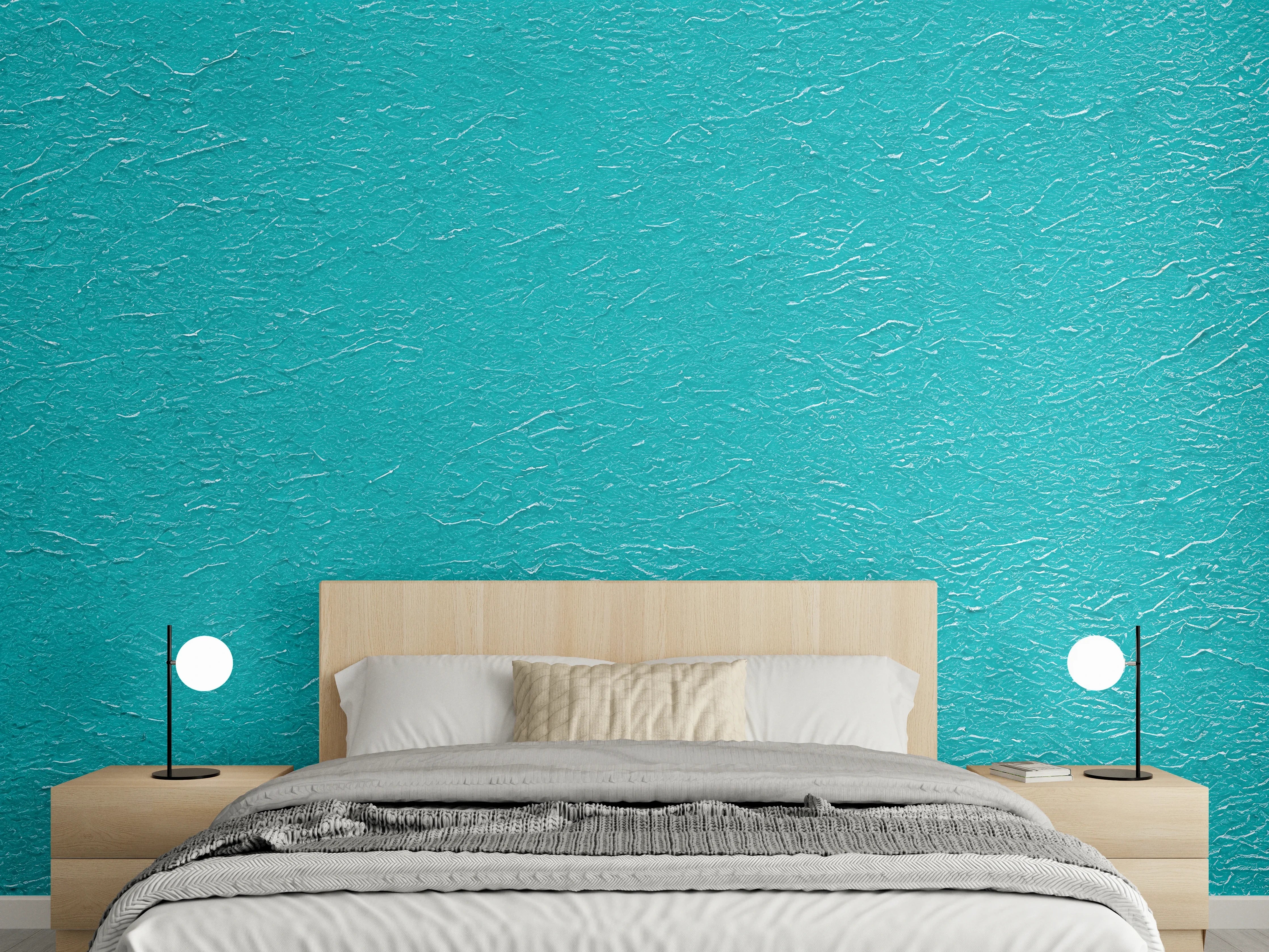 Wandverkleidung Schlafzimmer - Türkis Struktur Wandoptik moderner Look
