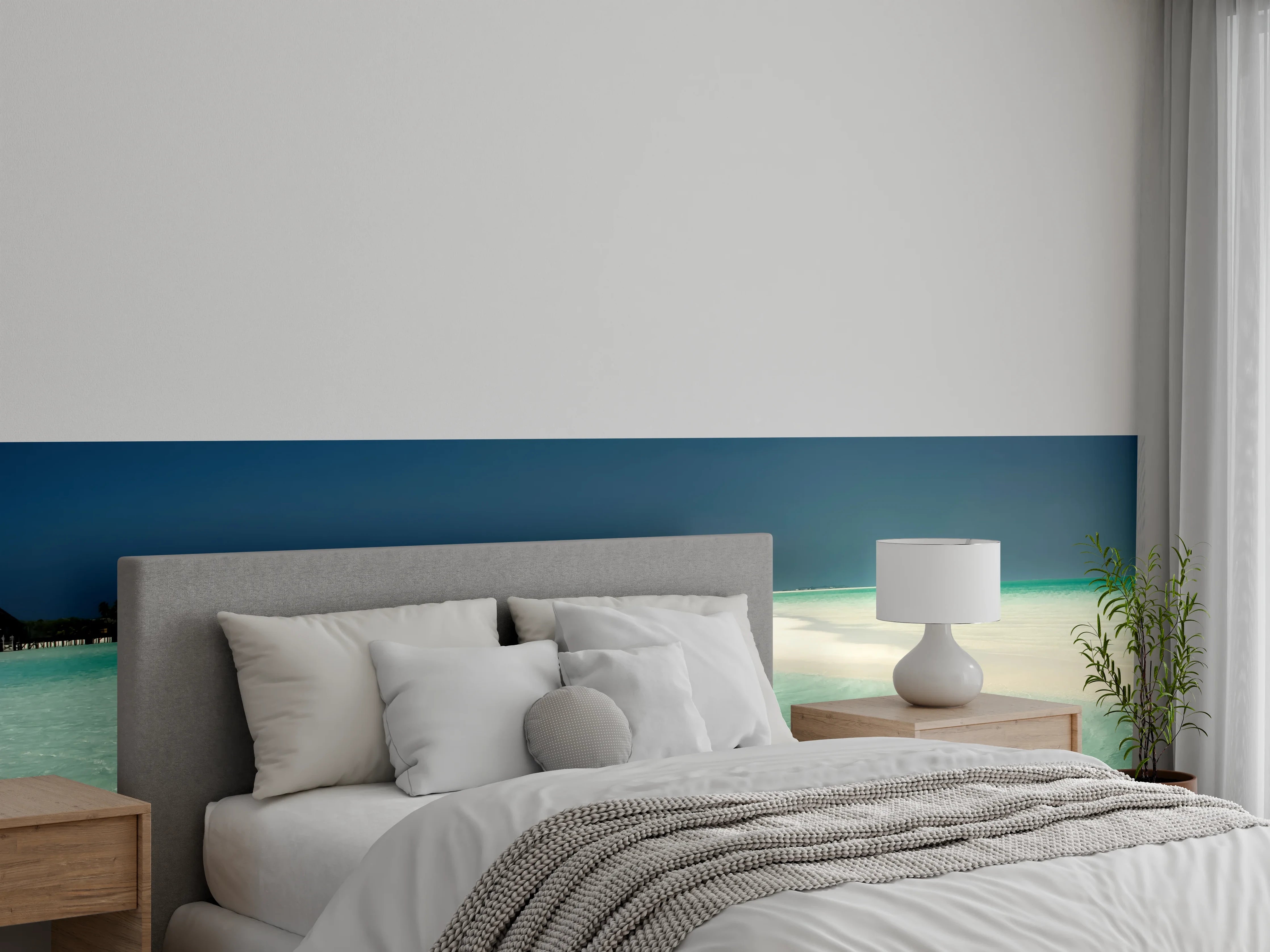 Wandverkleidung Schlafzimmer - Türkises Paradies mit weißen Sandbänken