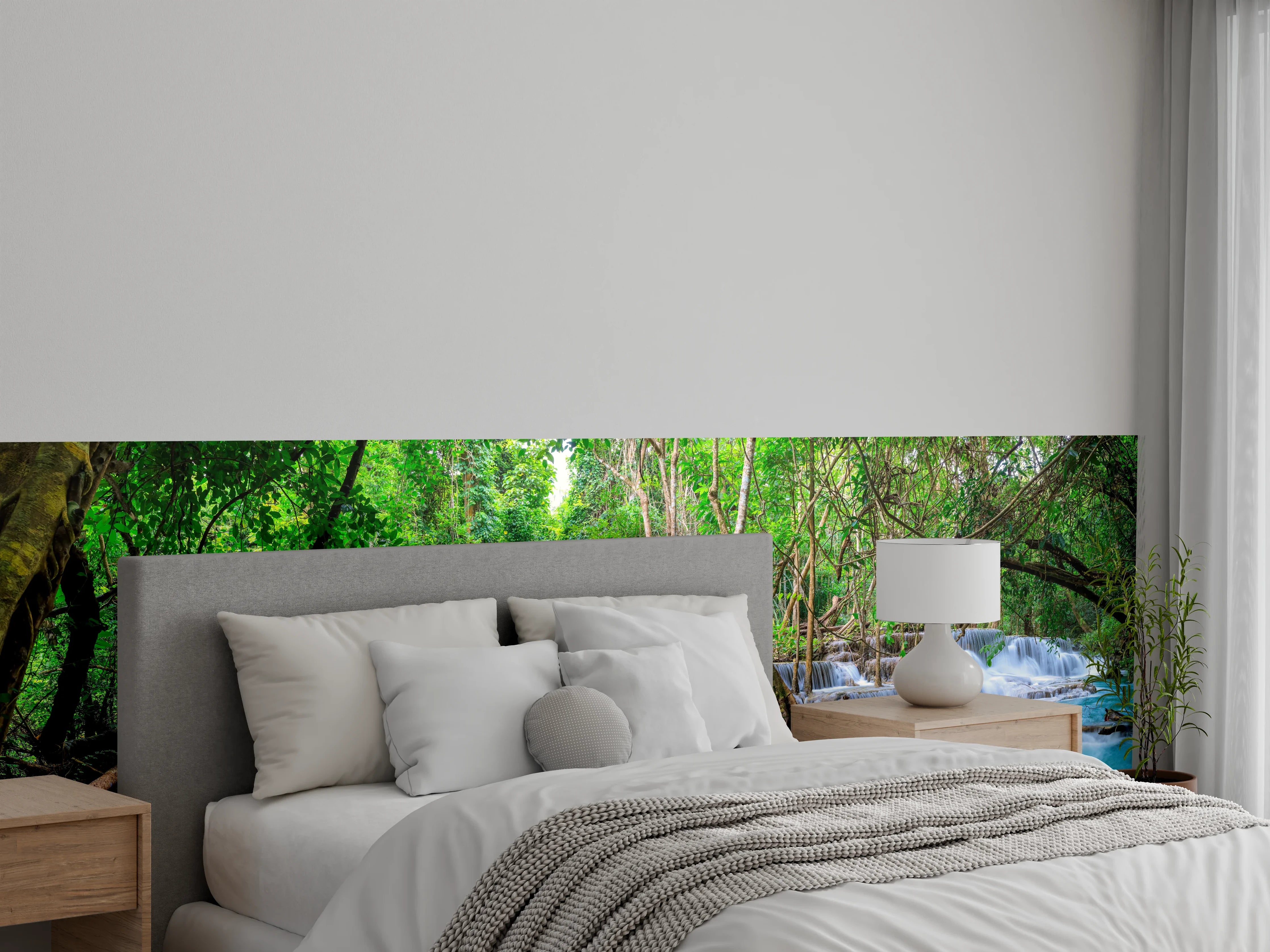 Wandverkleidung Schlafzimmer - Türkisgrüner Dschungel-Wasserfall