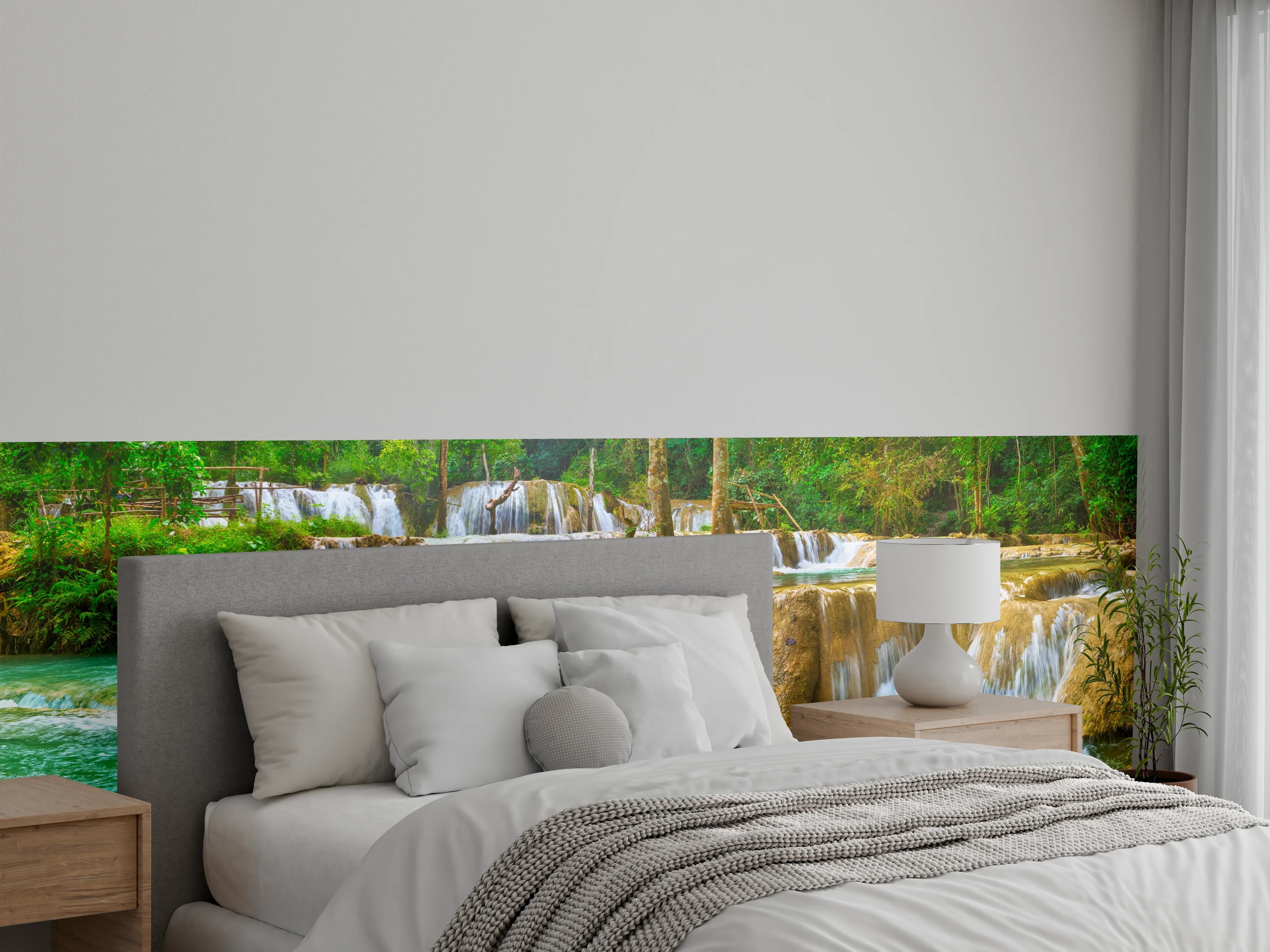 Wandverkleidung Schlafzimmer - Türkisgrüner Stufen-Wasserfall