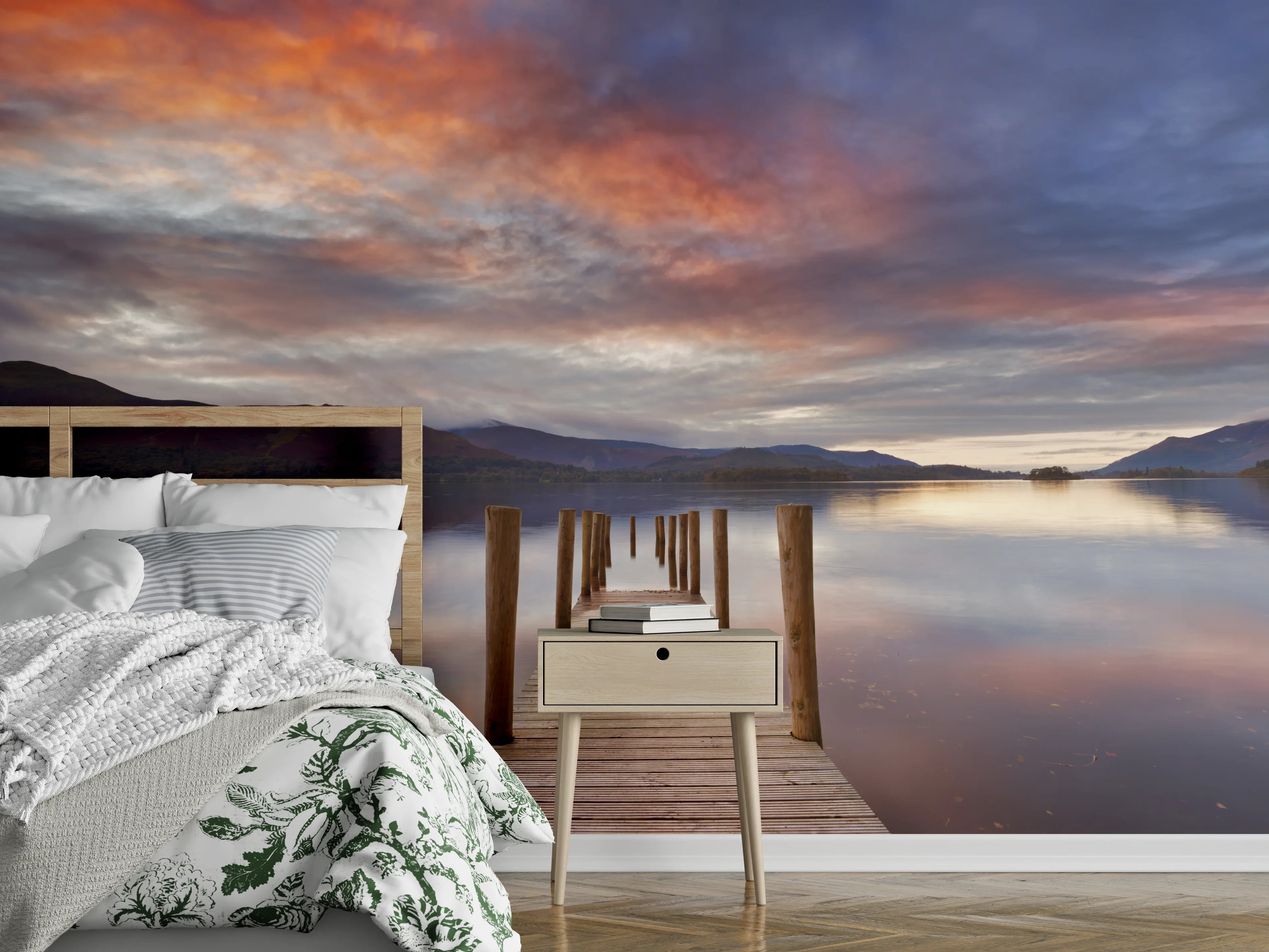 Wandverkleidung Schlafzimmer - Überschwemmter Steg in Derwent Water