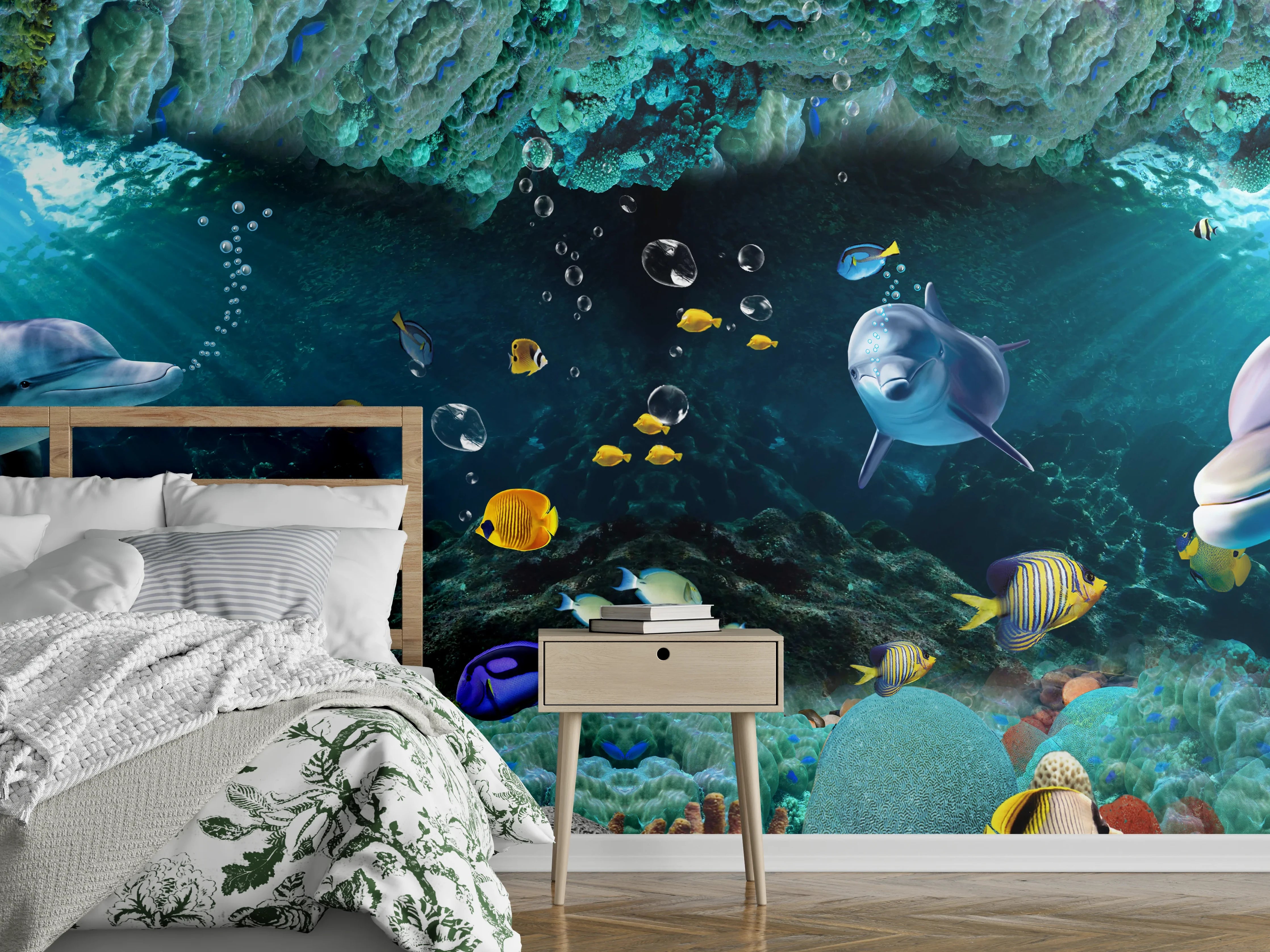 Wandverkleidung Schlafzimmer - Unterwasserwelt - Grafik