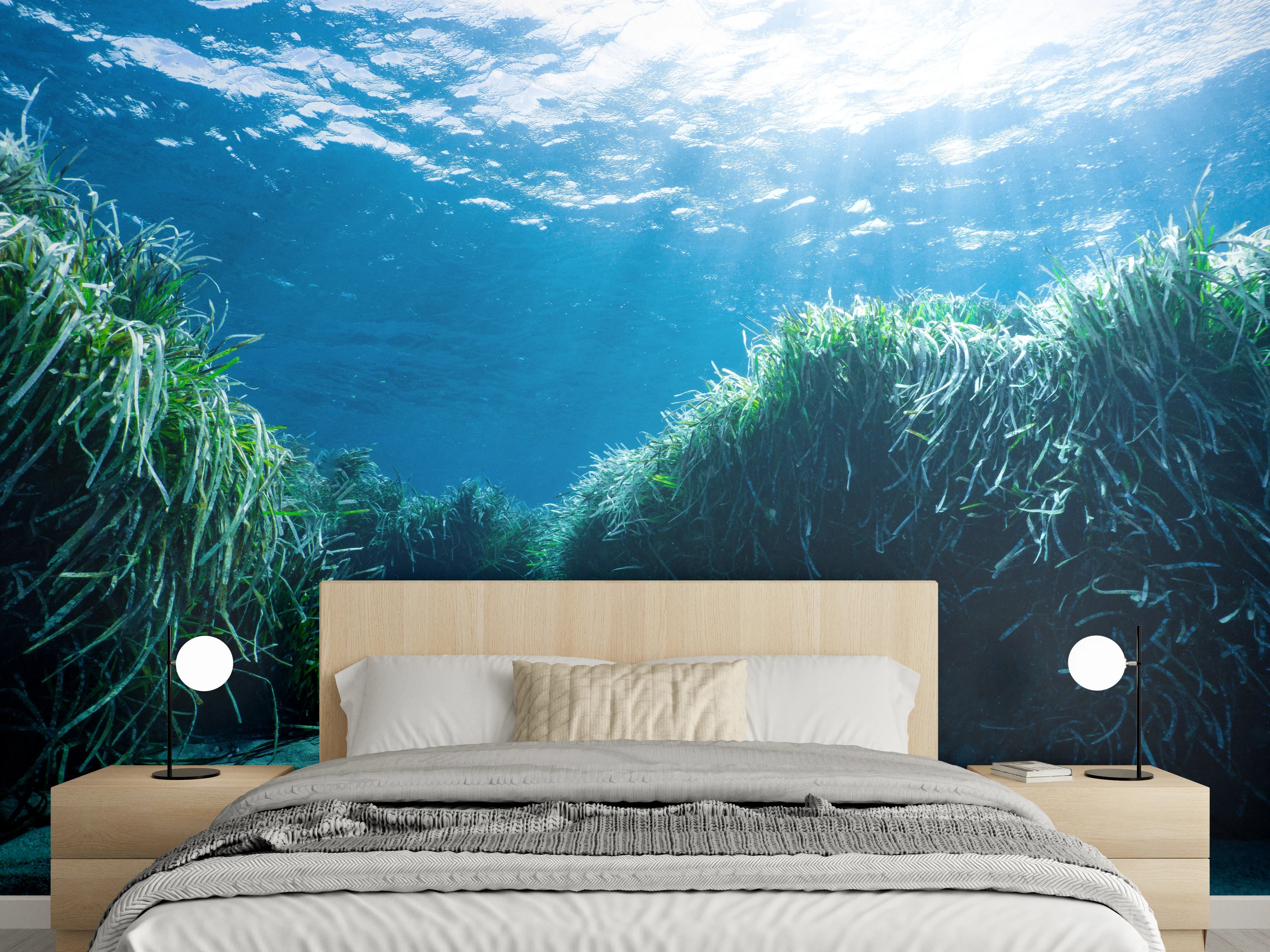 Wandverkleidung Schlafzimmer - Unterwasserwelt Seegras Ozean Harmonie