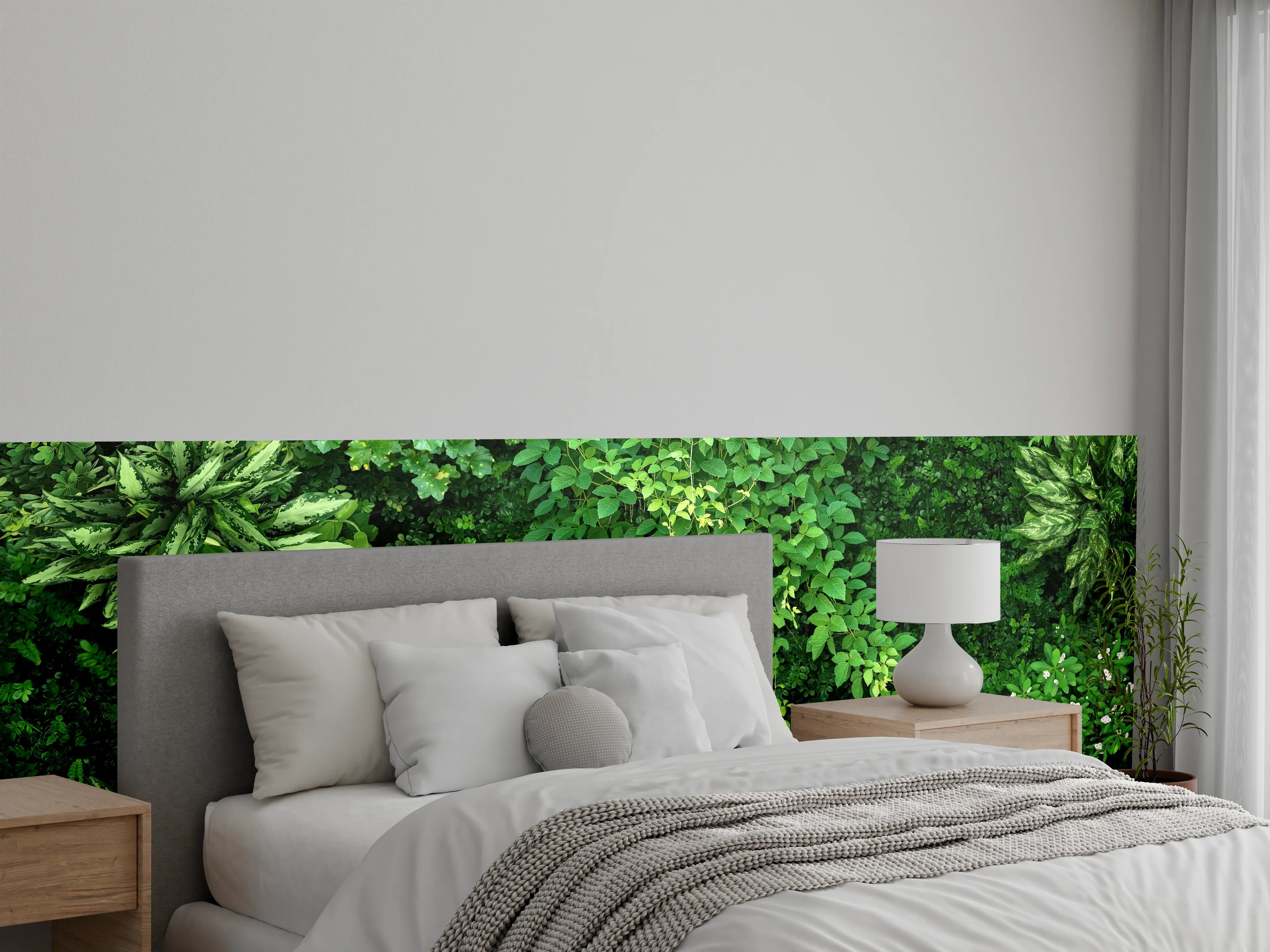 Wandverkleidung Schlafzimmer - Üppige grüne Pflanzenwand Naturdekor