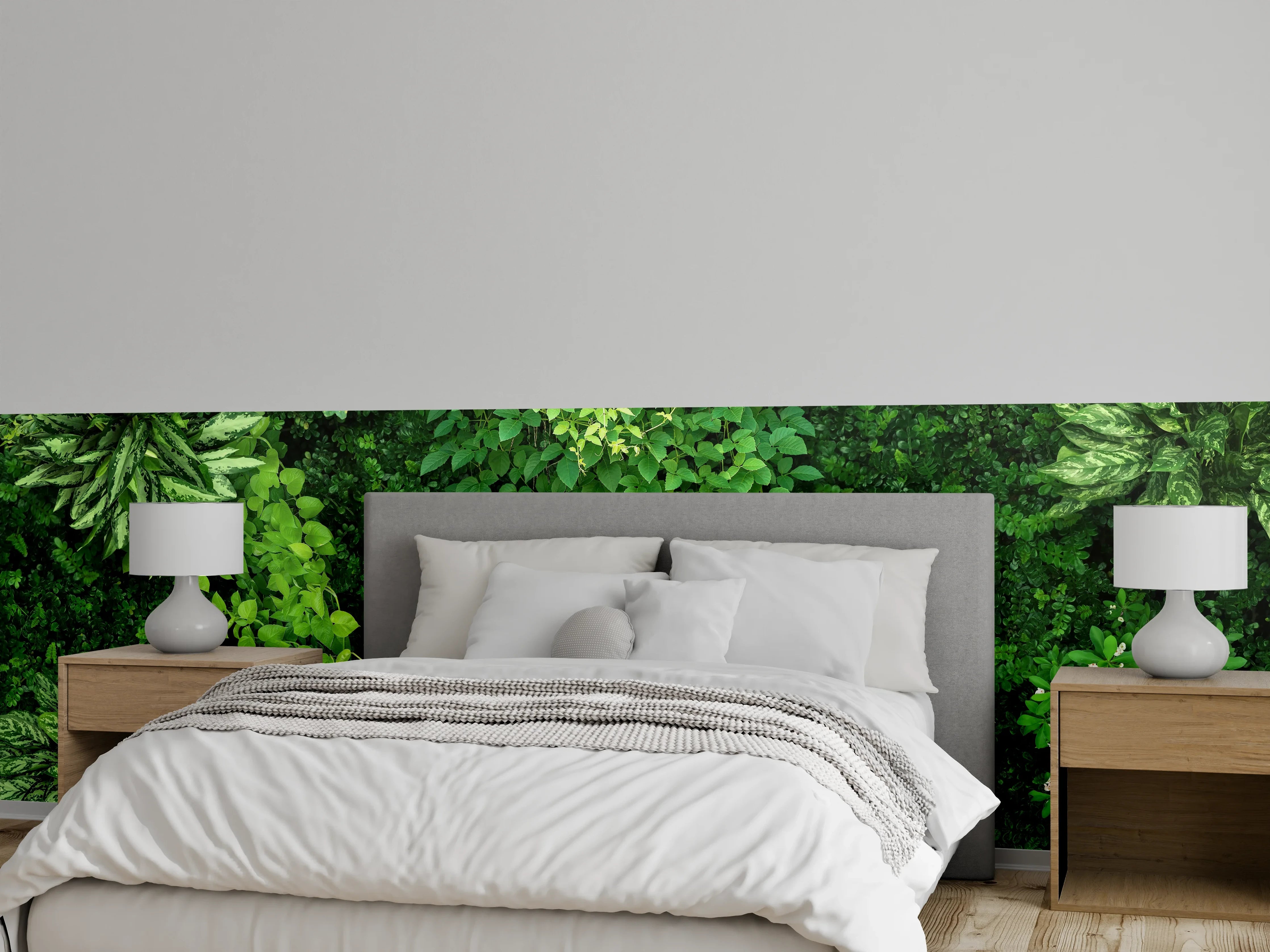 Wandverkleidung Schlafzimmer - Üppige grüne Pflanzenwand Naturdekor