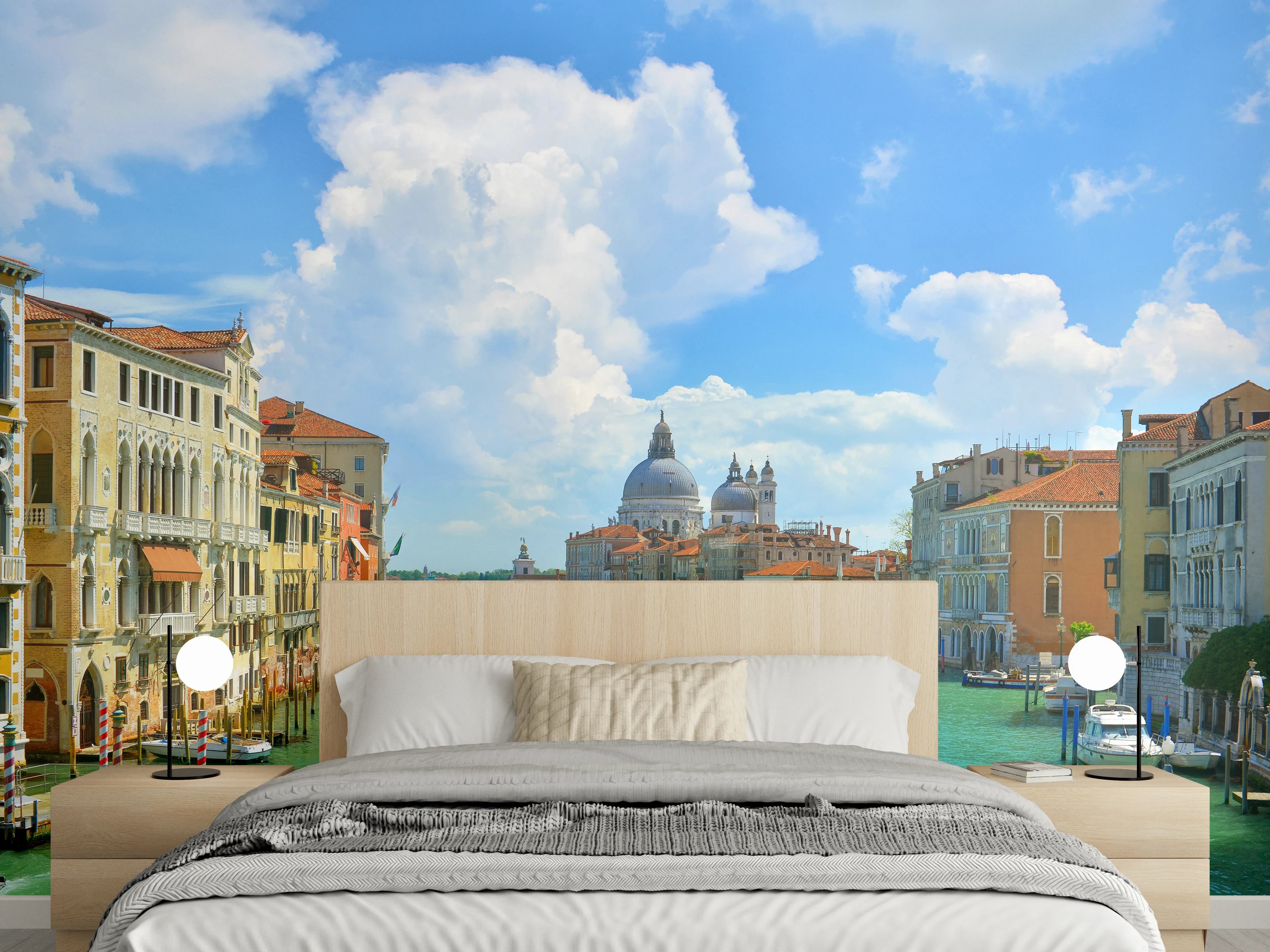 Wandverkleidung Schlafzimmer - Venedig Kanal: Romantisches Stadtpanorama