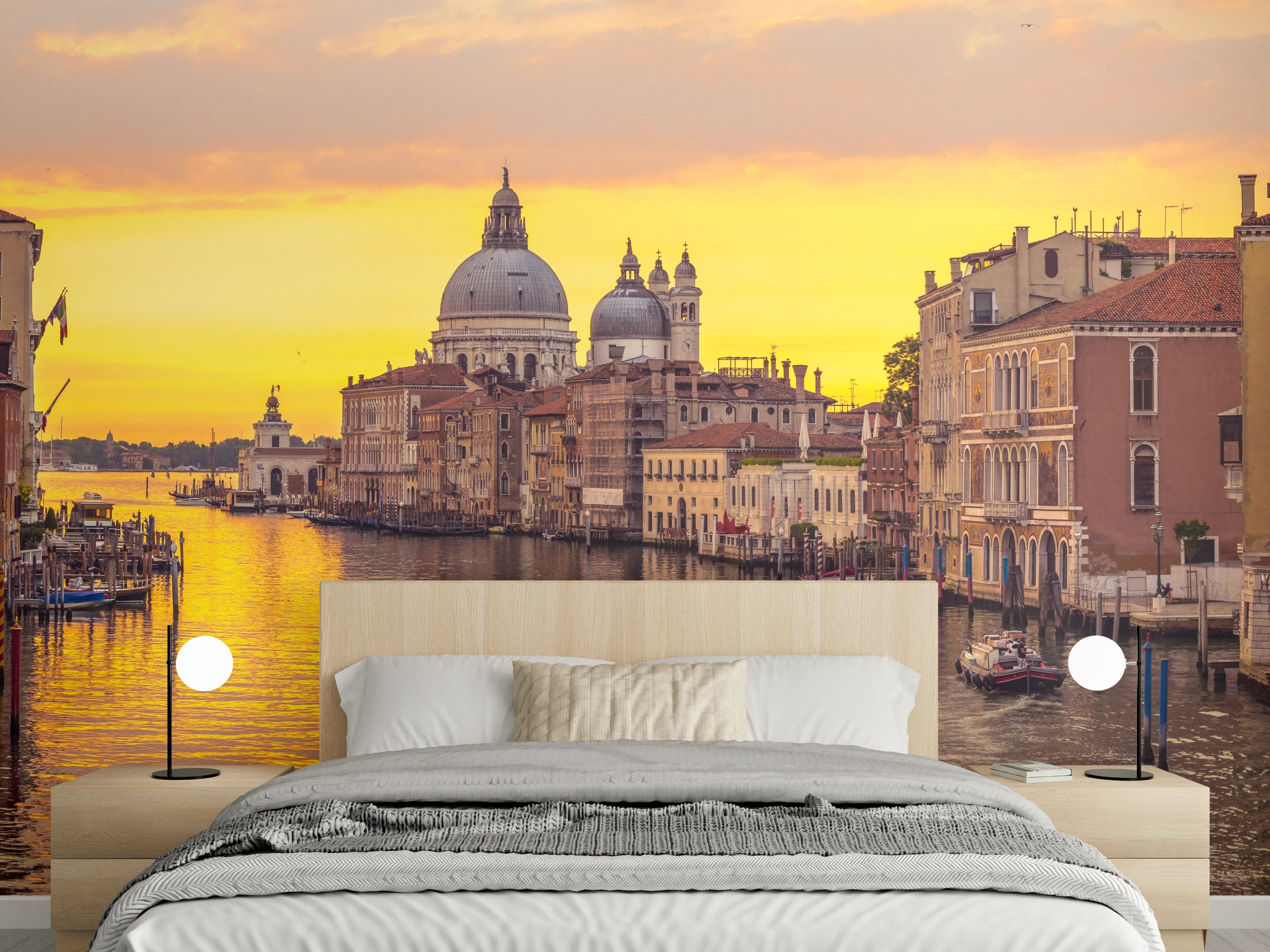 Wandverkleidung Schlafzimmer - Venedig Skyline Sonnenuntergang