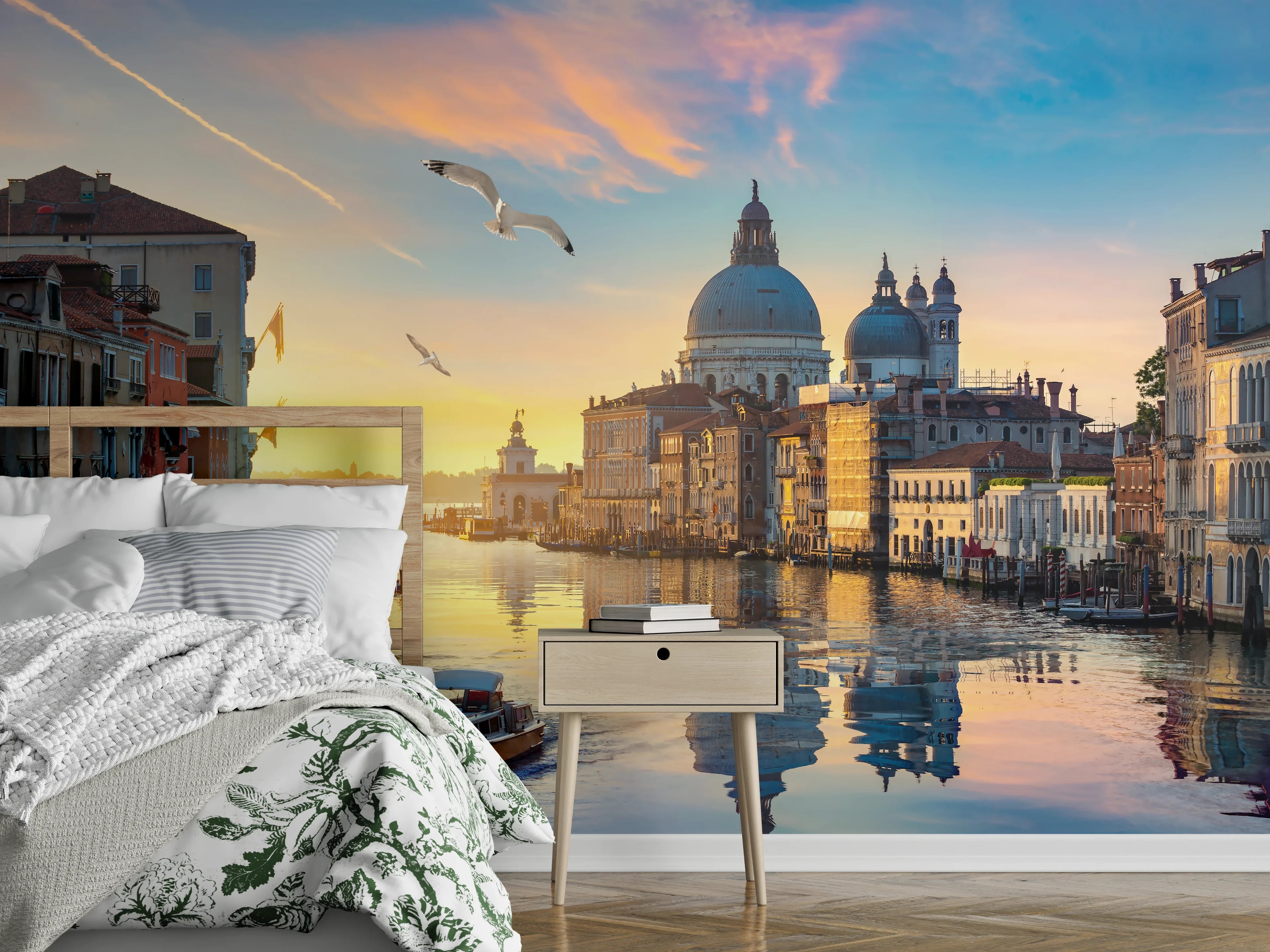 Wandverkleidung Schlafzimmer - Venedig Sonnenuntergang Wandbild