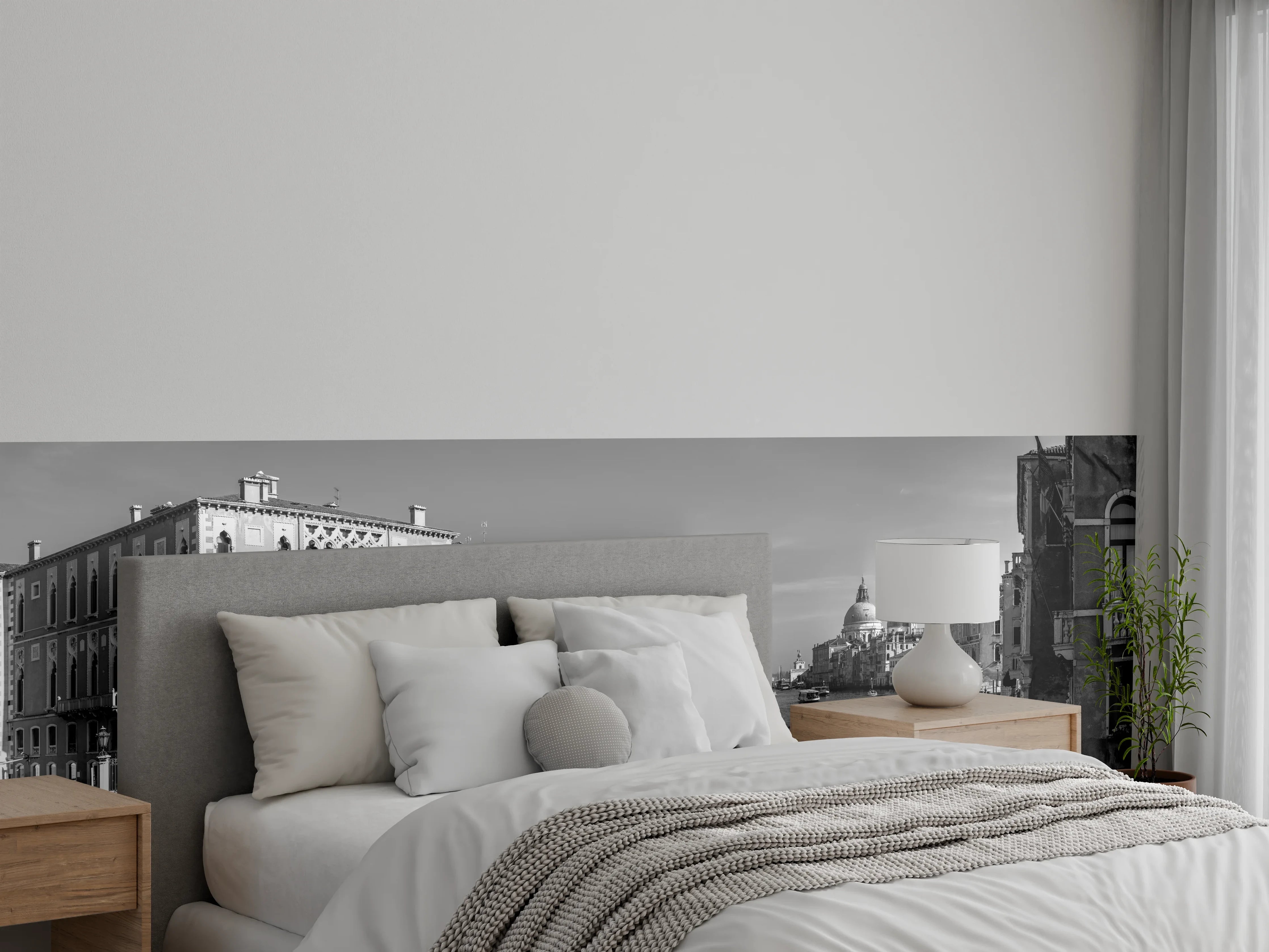 Wandverkleidung Schlafzimmer - Venedig in Schwarz und Weiß
