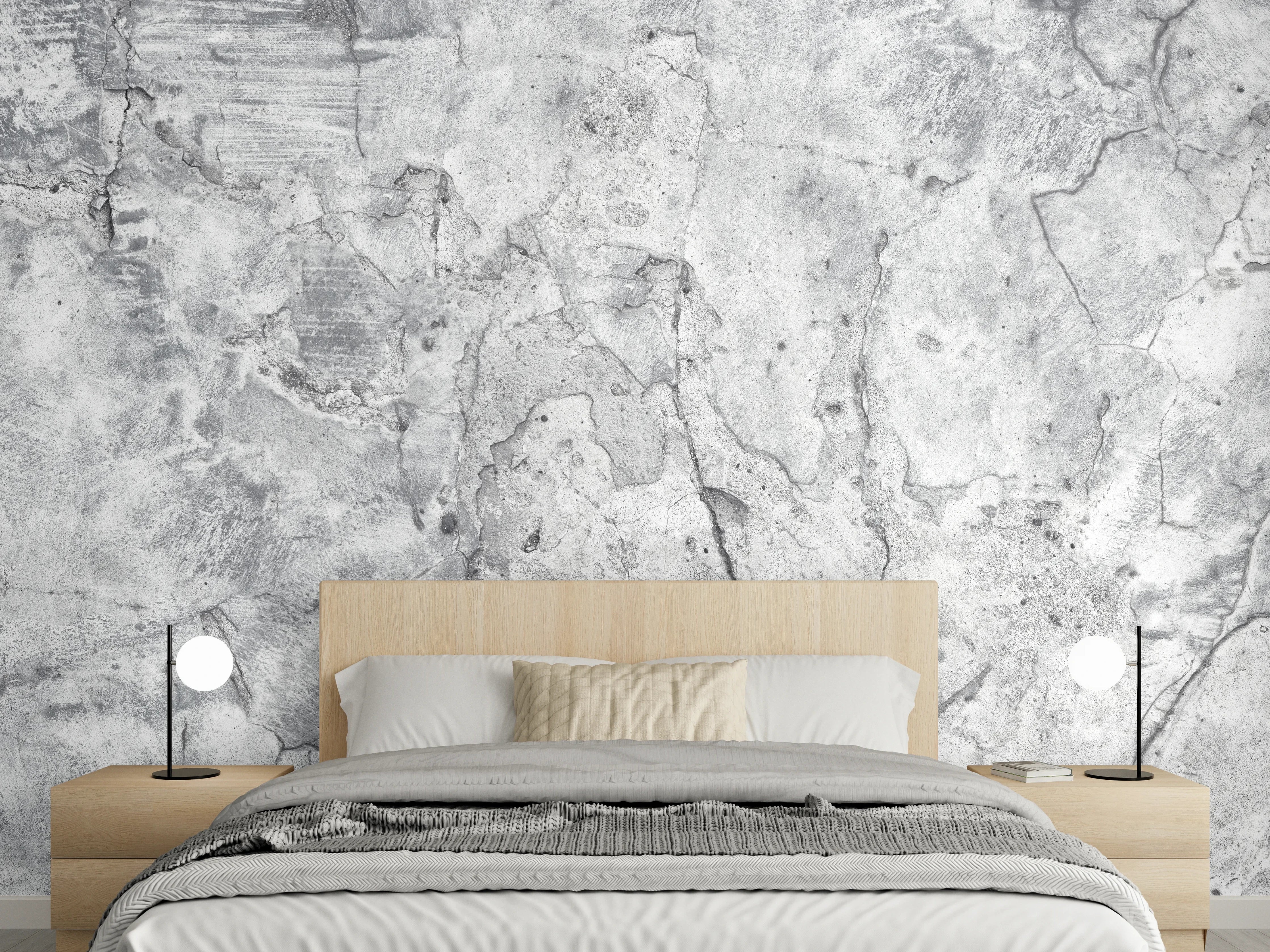 Wandverkleidung Schlafzimmer - Veraltete hellgraue Betonwand