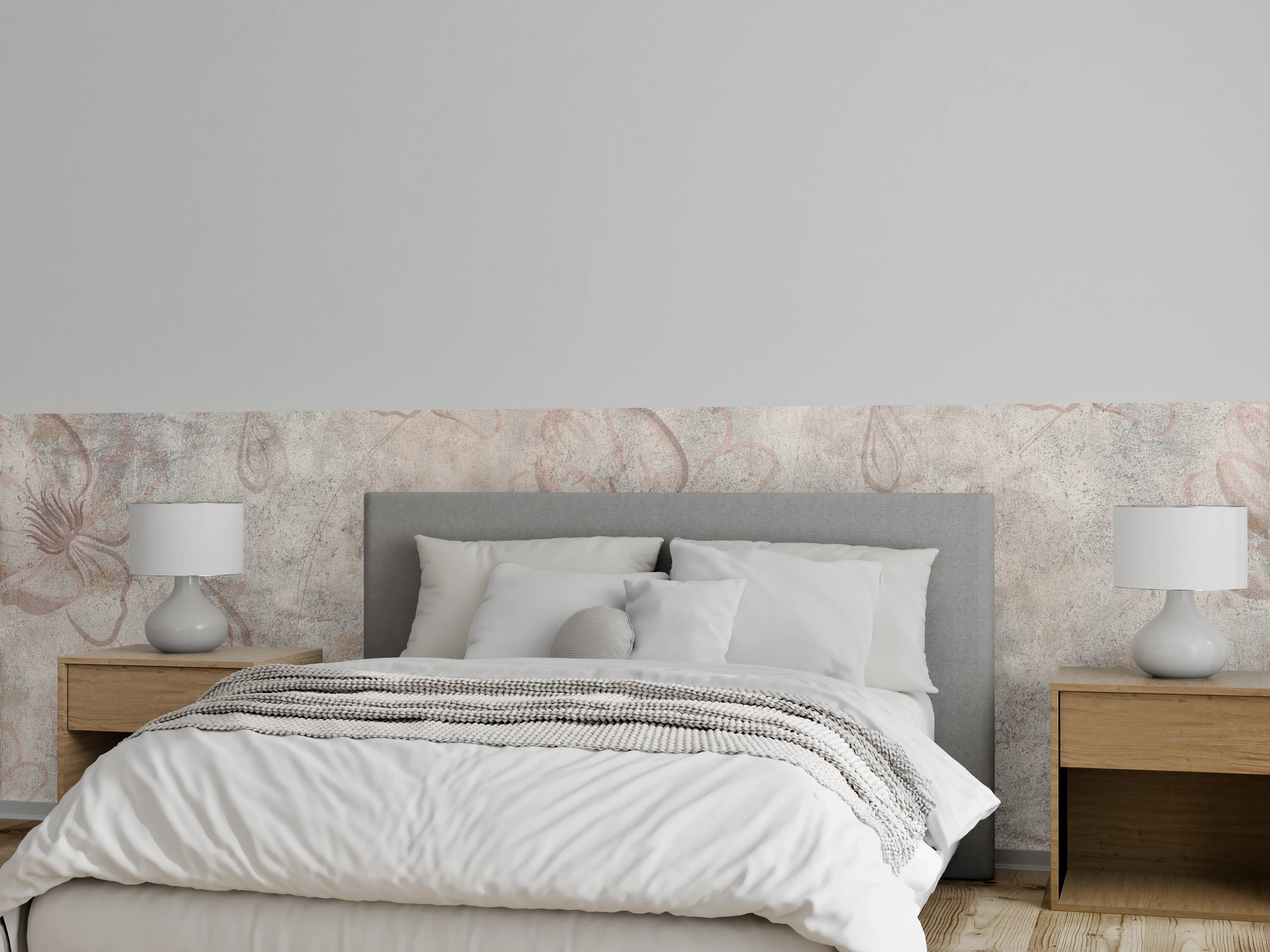 Wandverkleidung Schlafzimmer - Verwitterte blumenförmige Tapete