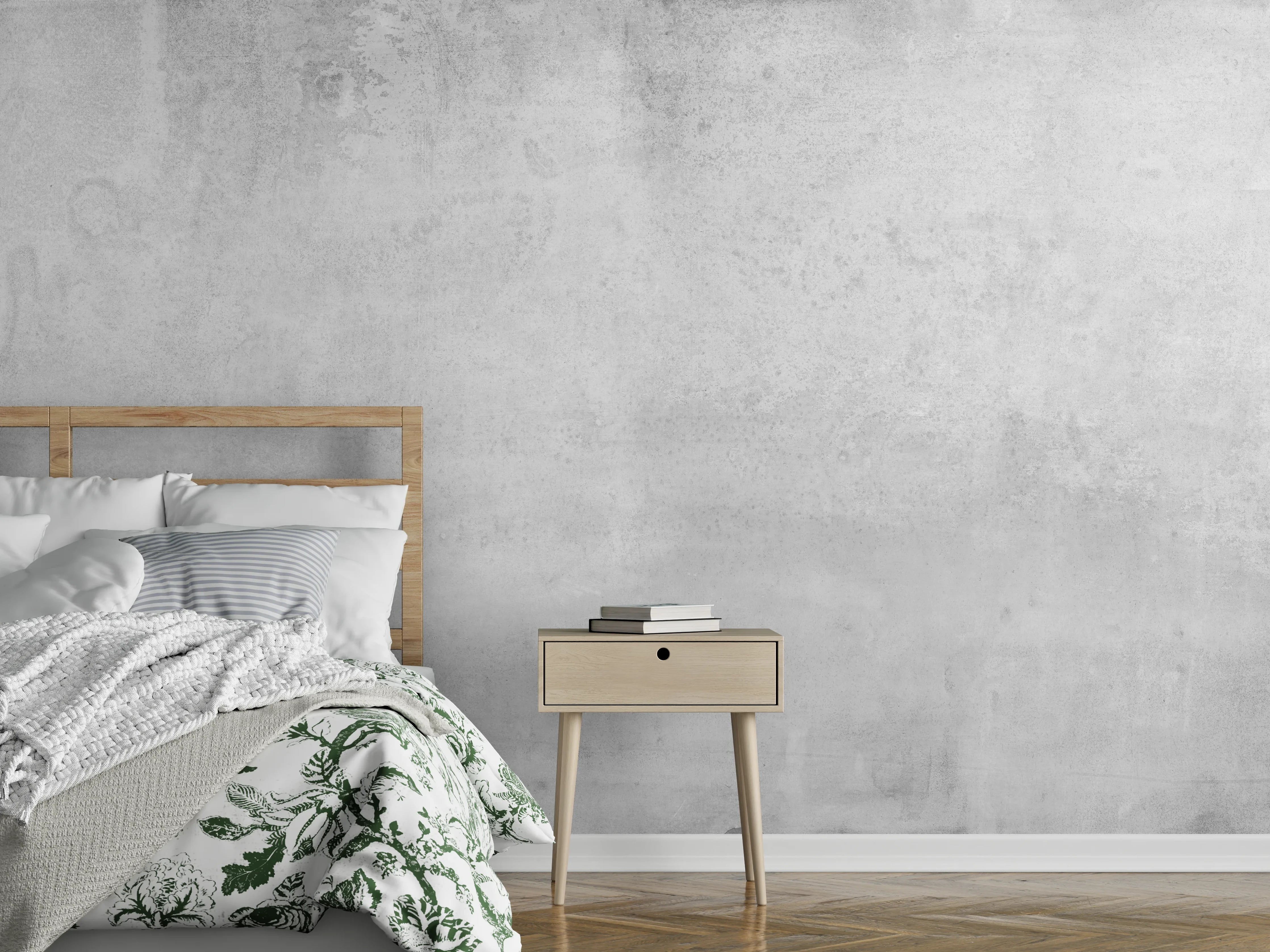 Wandverkleidung Schlafzimmer - Verwitterte graue Zementwand