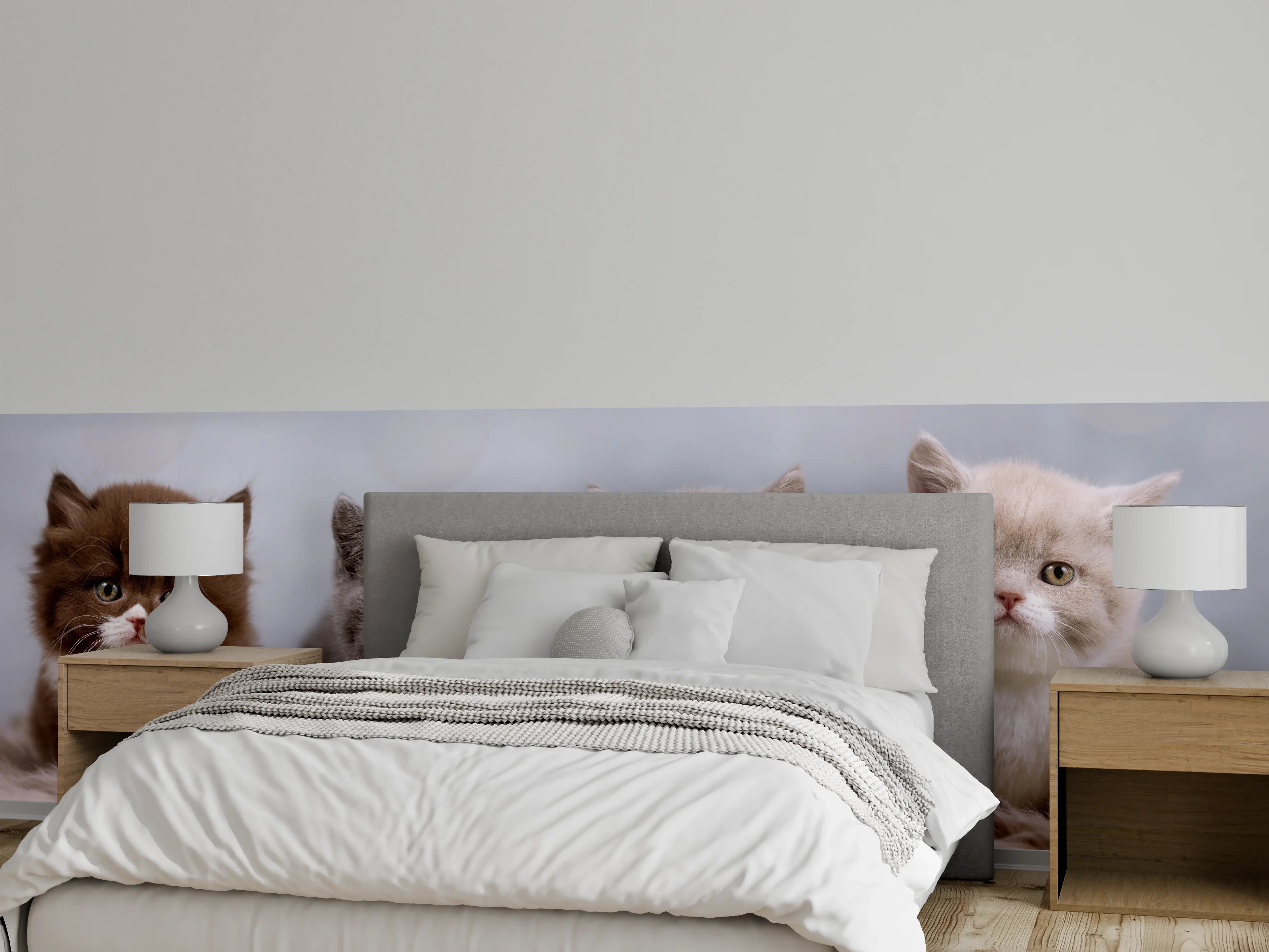 Wandverkleidung Schlafzimmer - Vier süße Katzenbaby